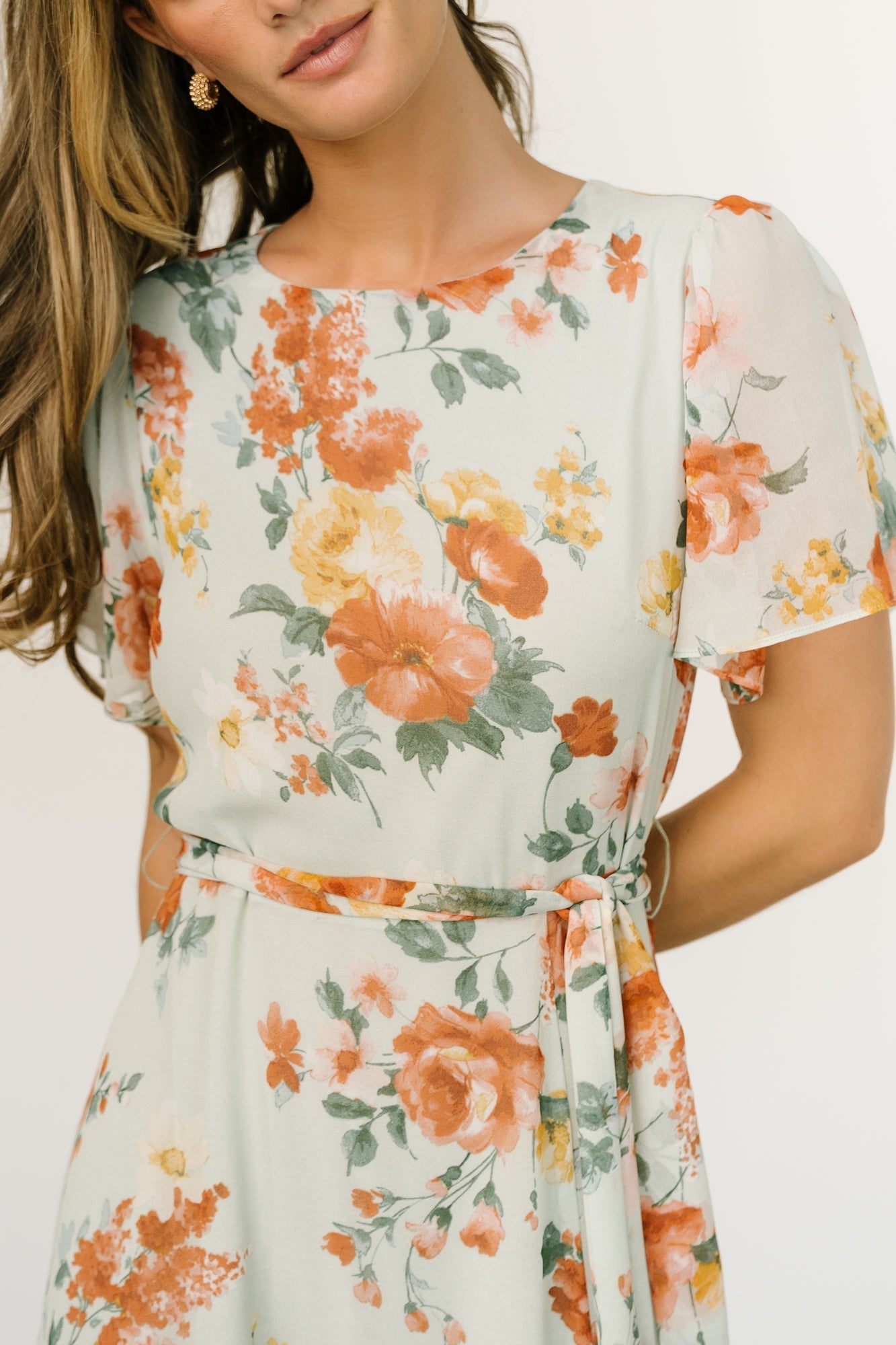 Naomi Short Sleeve Maxi Dress | Sage Floral