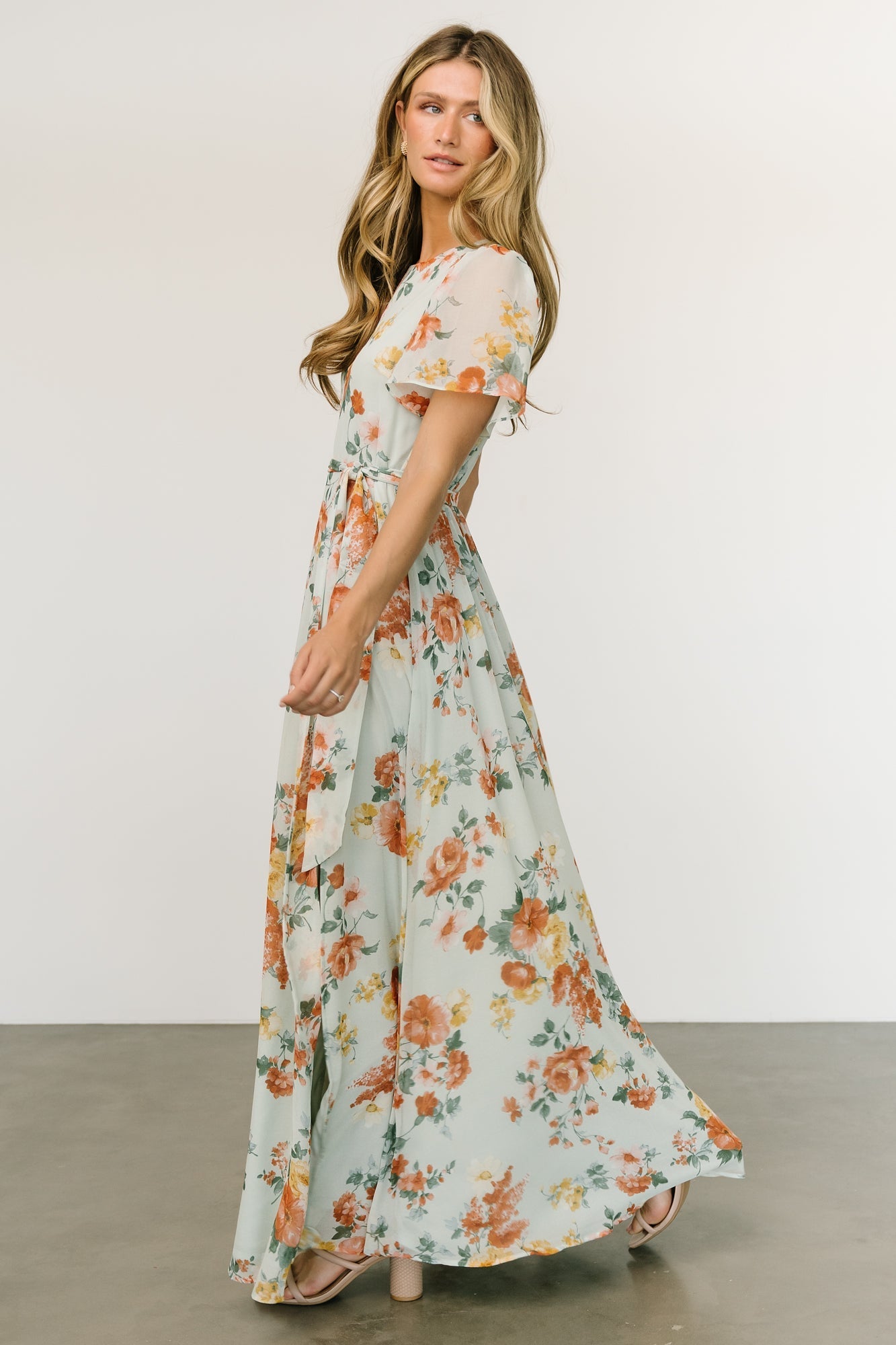 Naomi Short Sleeve Maxi Dress | Sage Floral