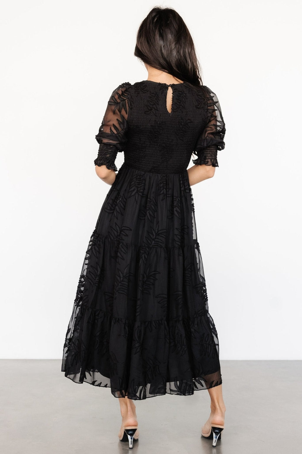 Nellie Smocked Midi Dress | Black