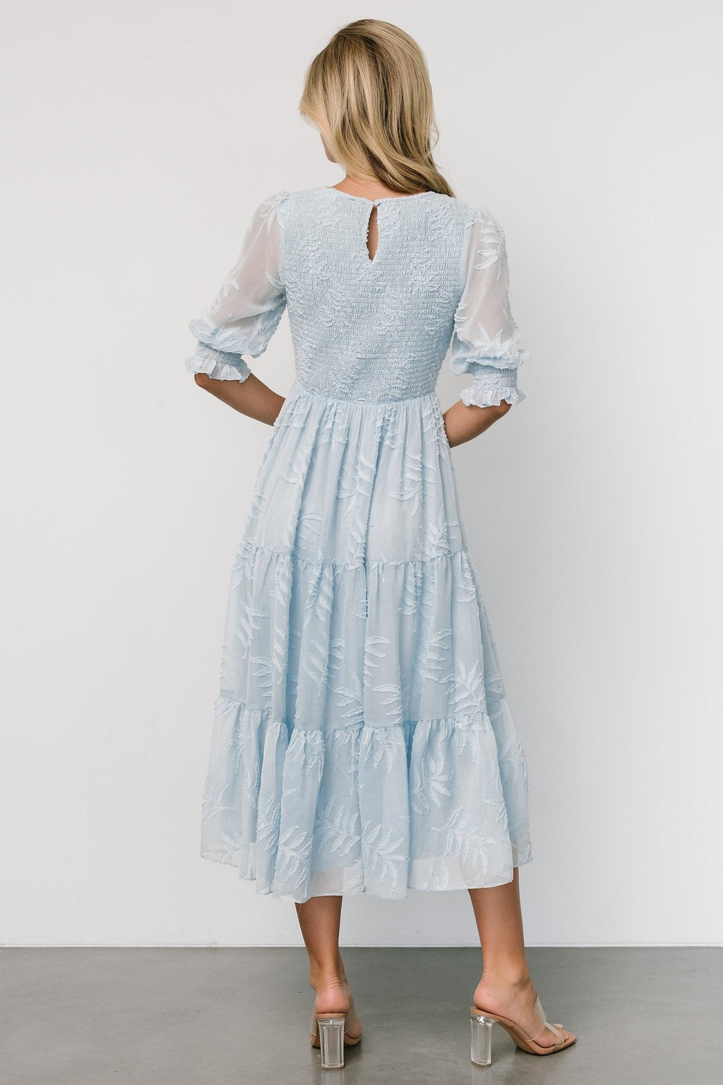 Nellie Smocked Midi Dress | Light Blue
