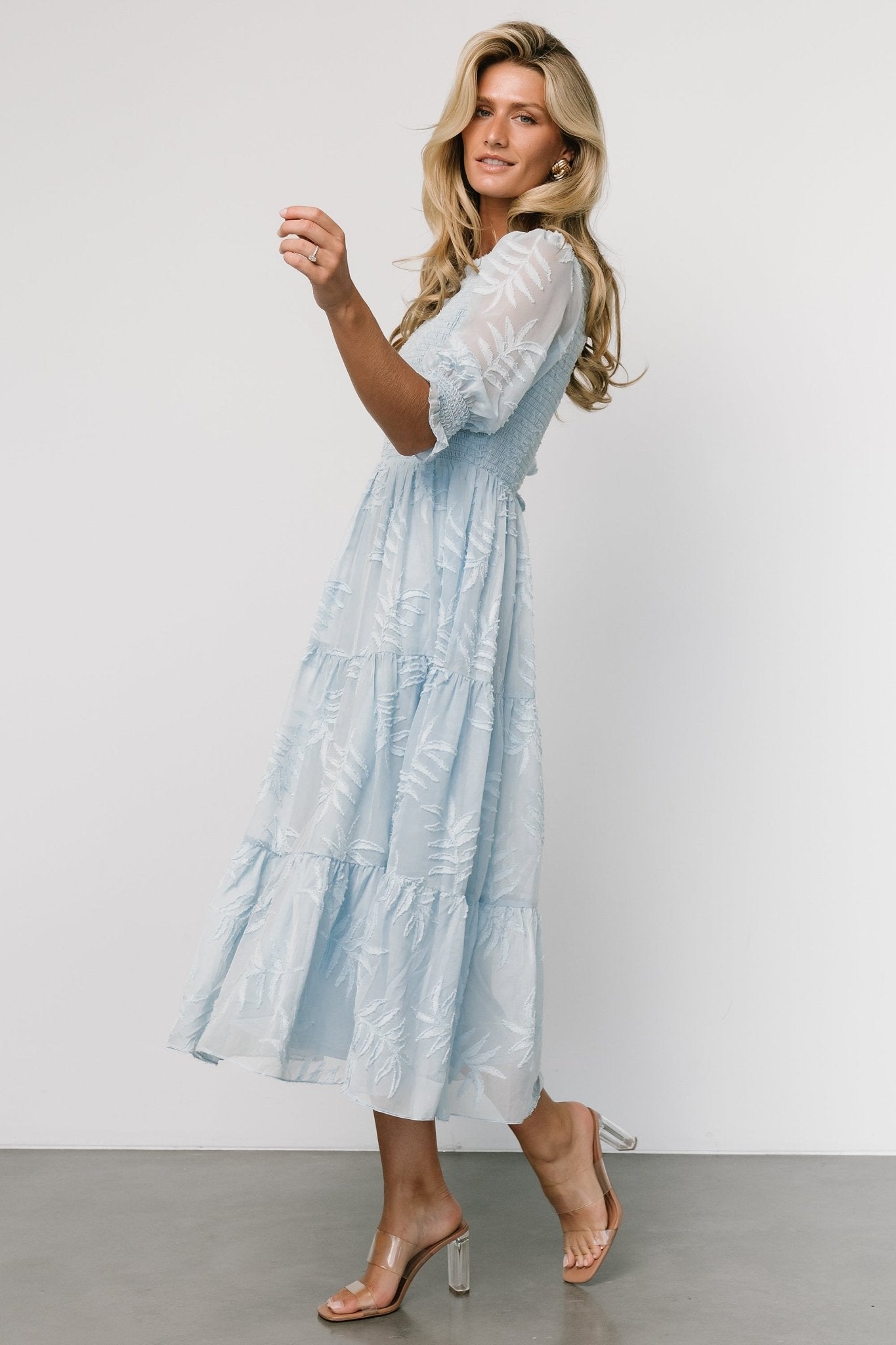 Nellie Smocked Midi Dress | Light Blue