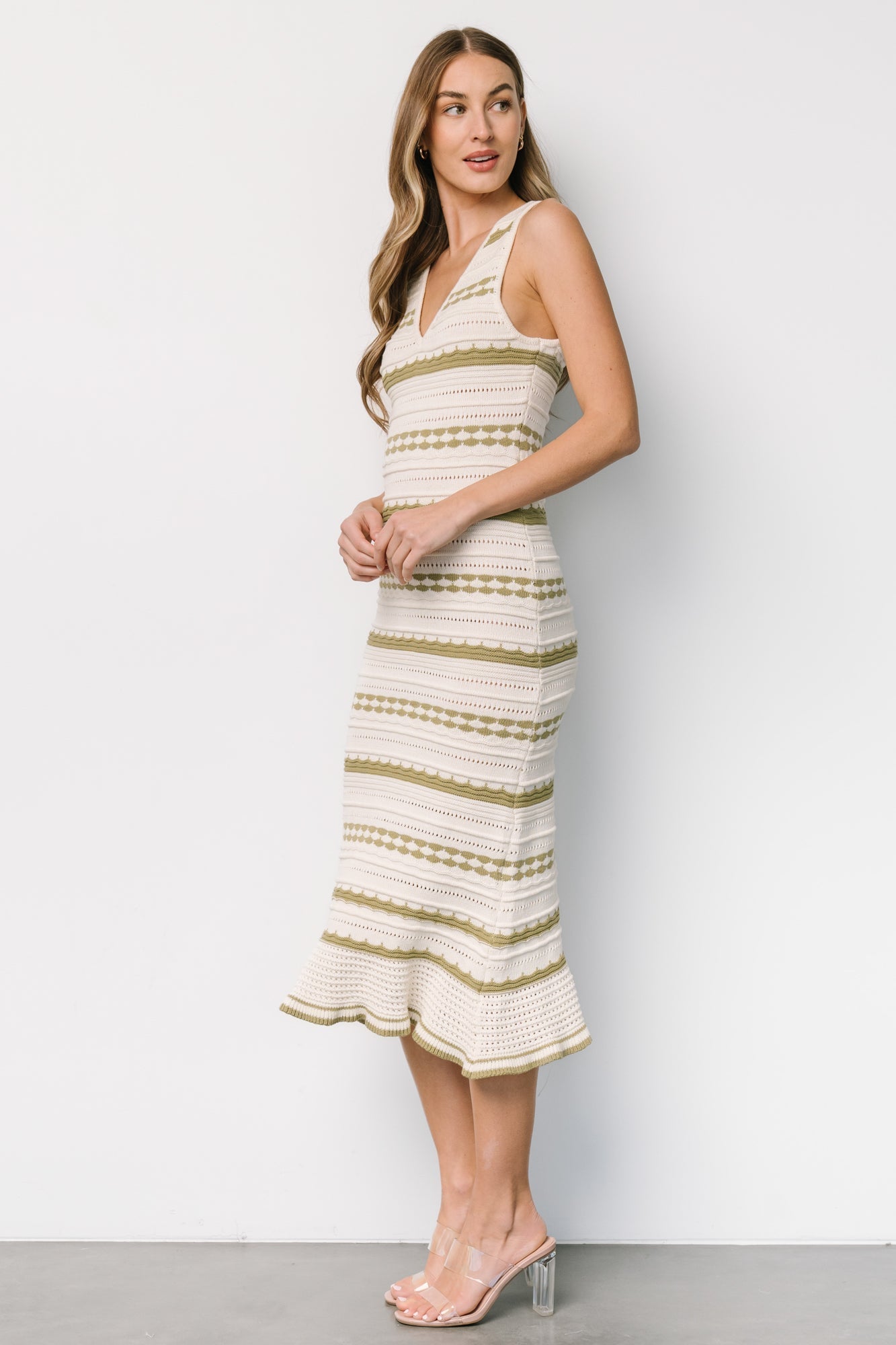 Nicolette Pointelle Dress | Cream + Sage