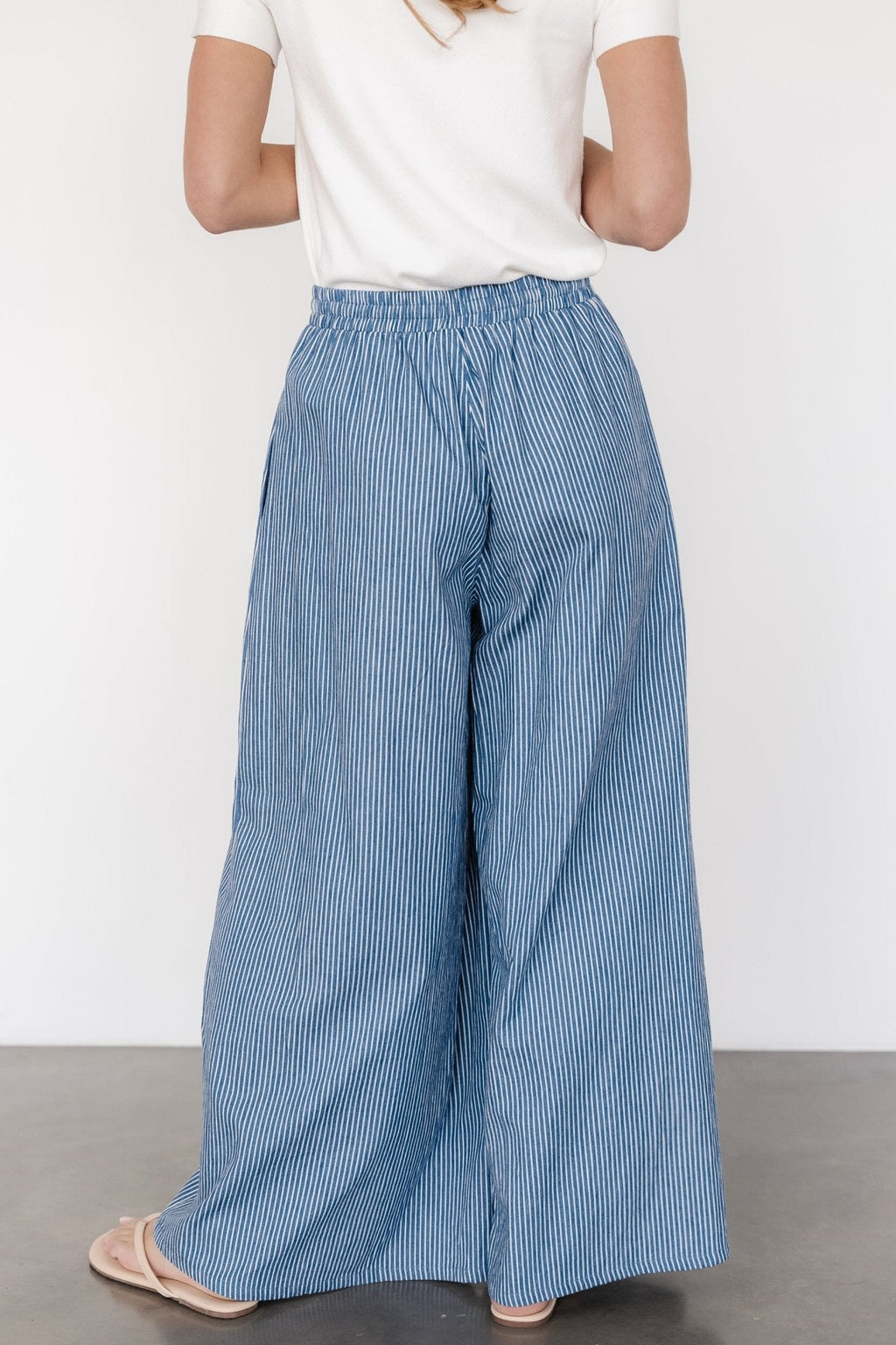 Odelia Striped Pants | Blue + Off White Stripe