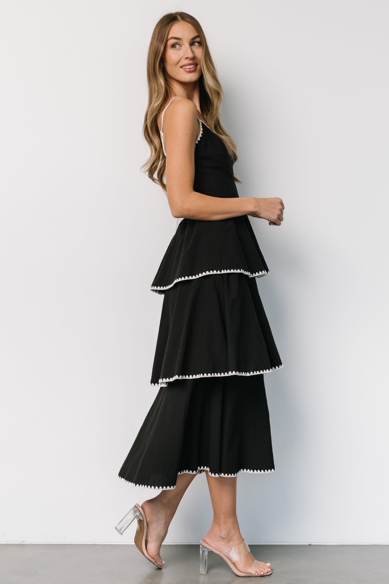 Odette Tiered Dress | Black + White