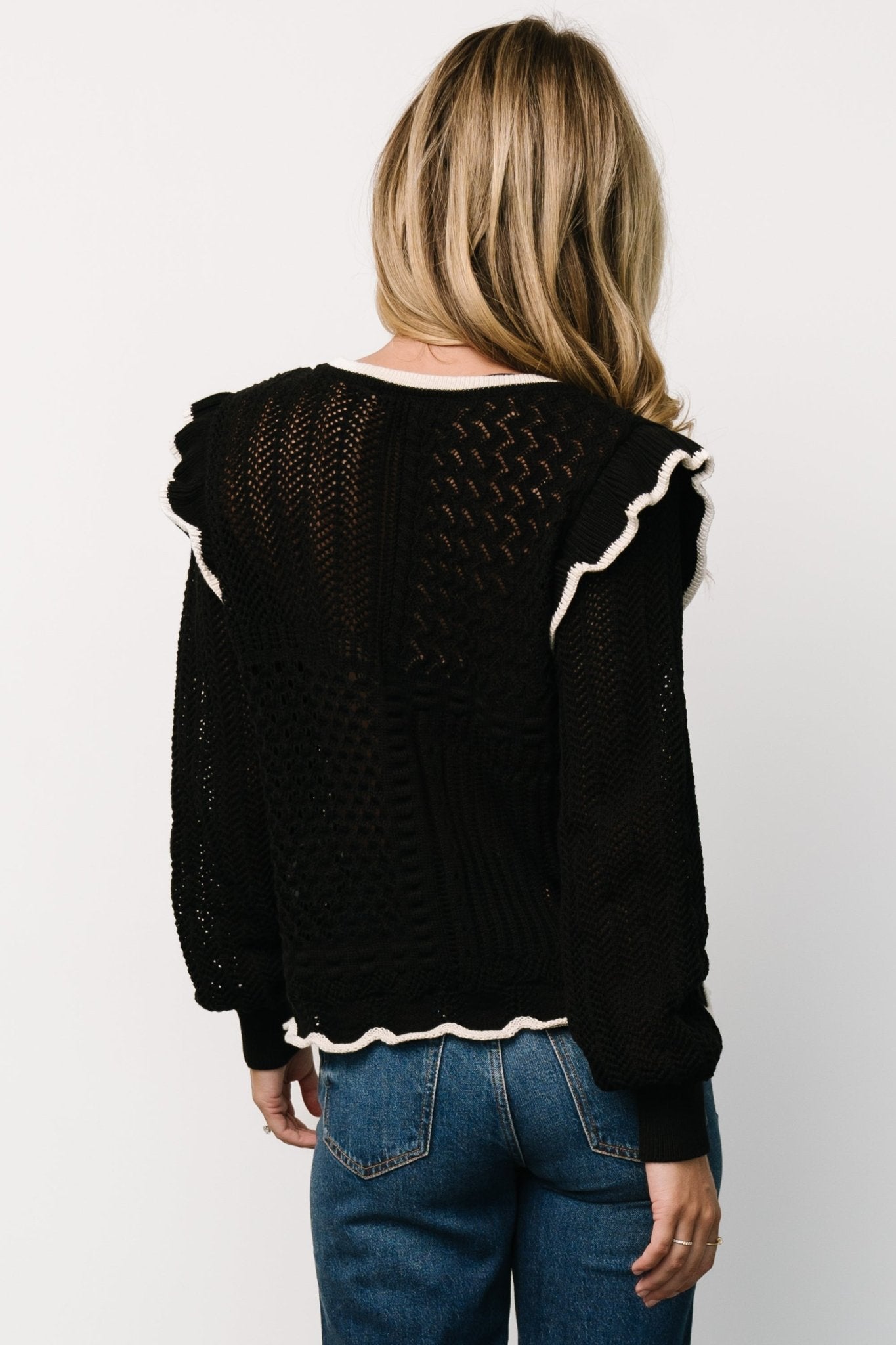 Oleya Knit Sweater Top | Black