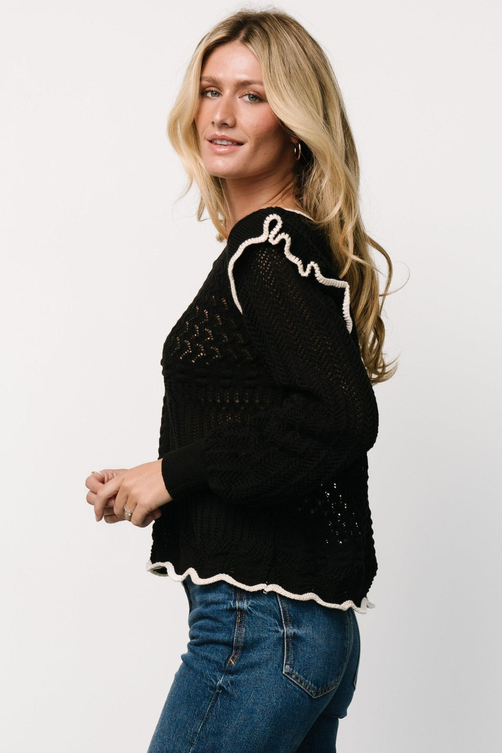 Oleya Knit Sweater Top | Black