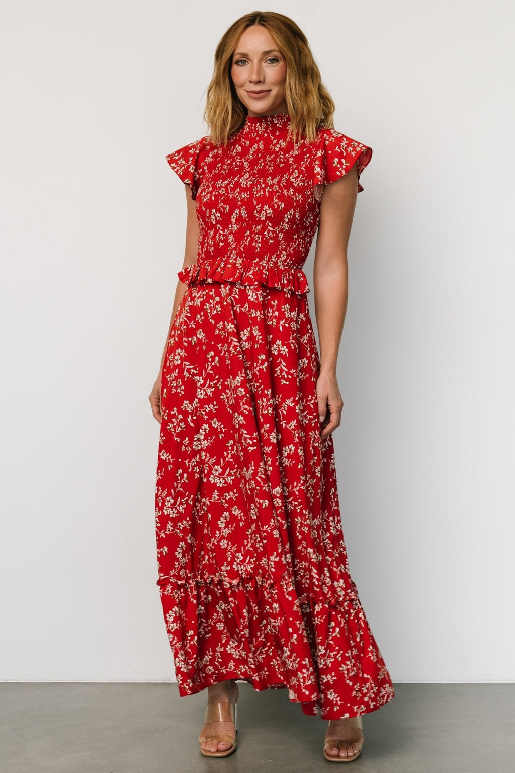 Orla Ruffle Maxi Dress | Red Floral