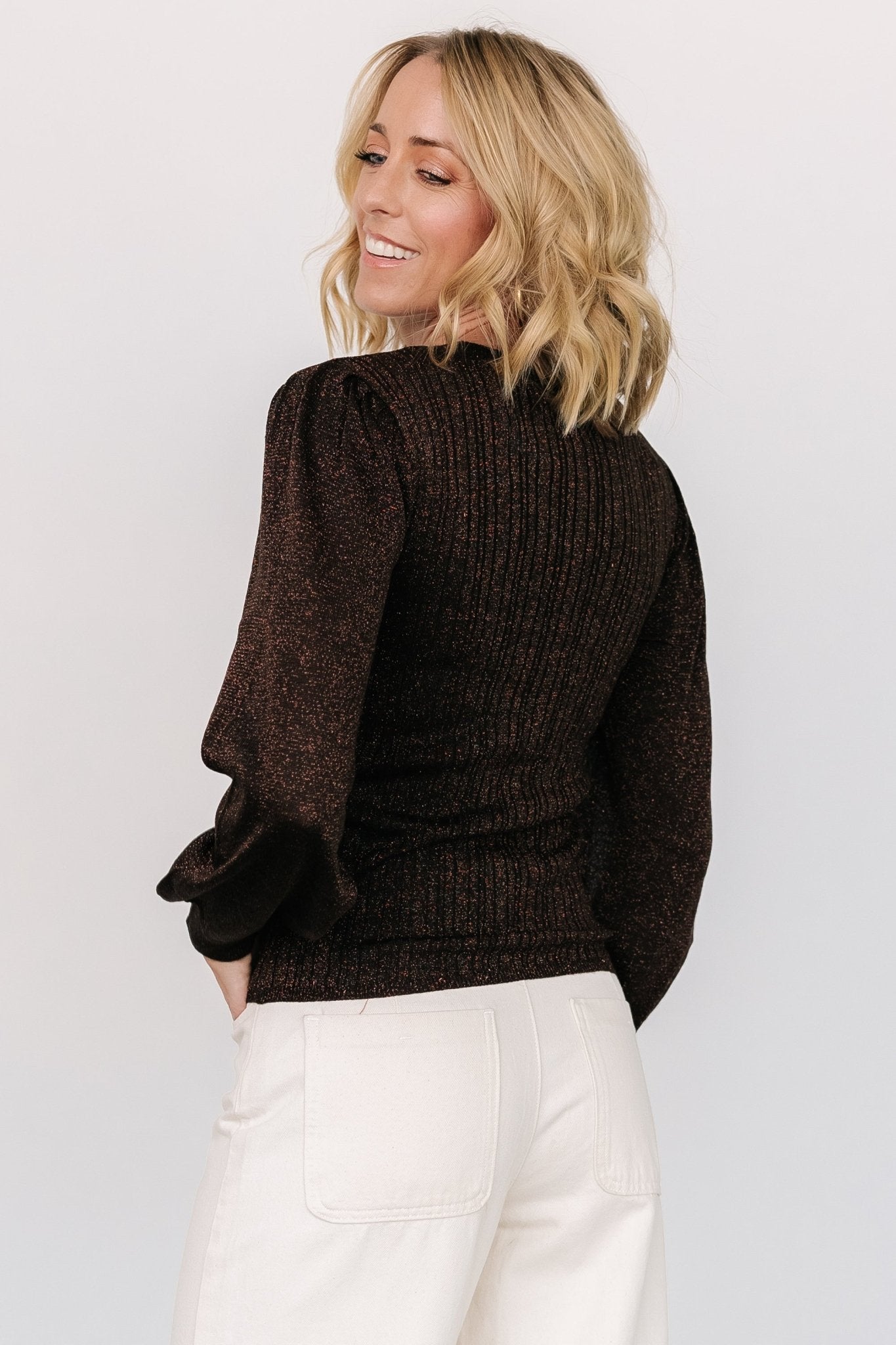 Padma Shimmer Sweater Top | Chocolate