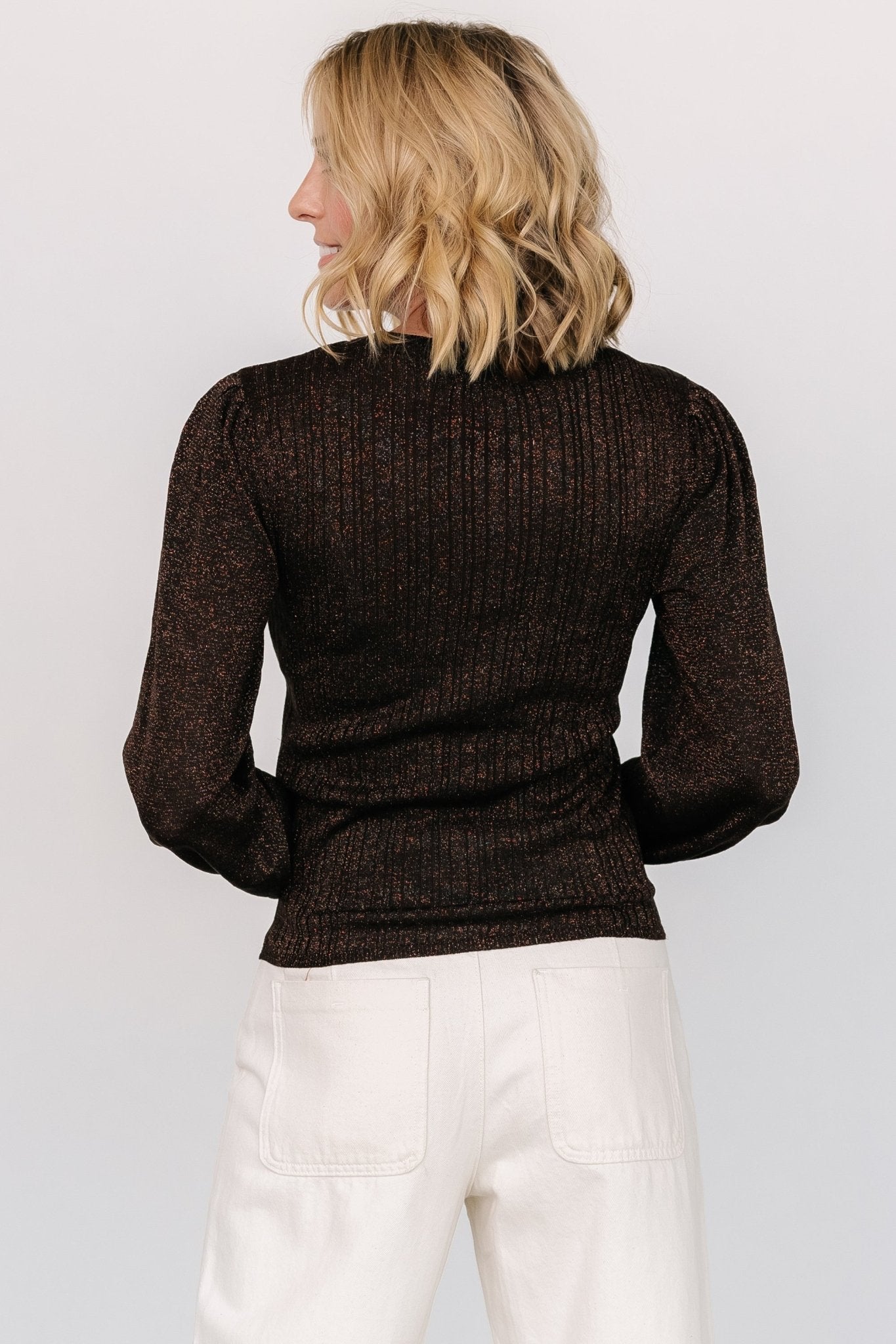 Padma Shimmer Sweater Top | Chocolate