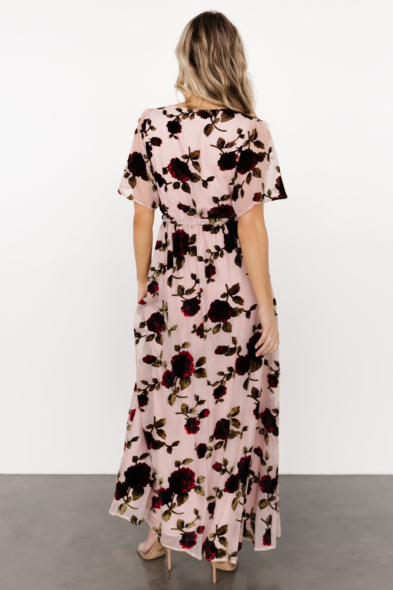 Parisian Velvet Maxi Dress | Blush Rose Floral