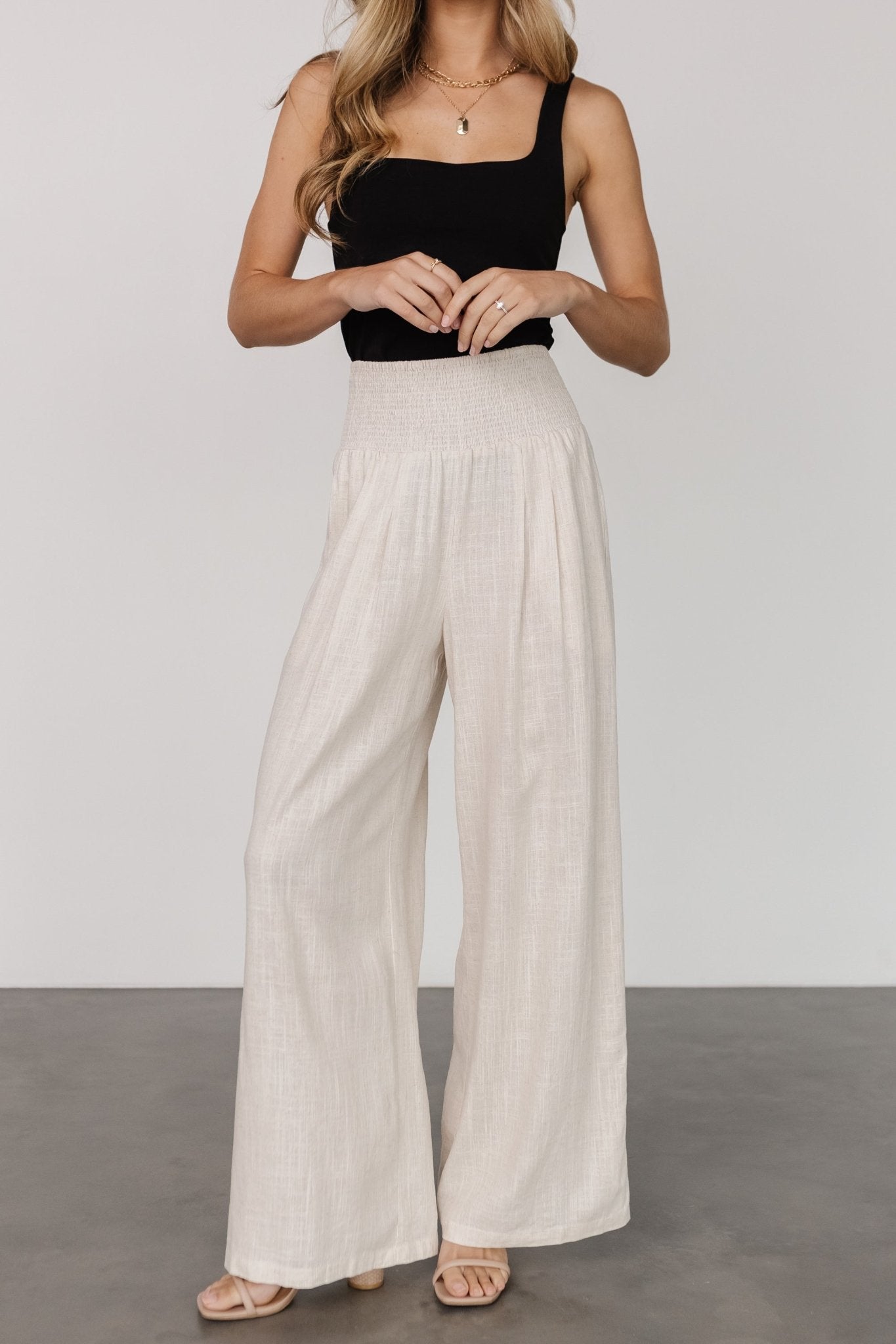 Parvati Smocked Waist Pants | Natural