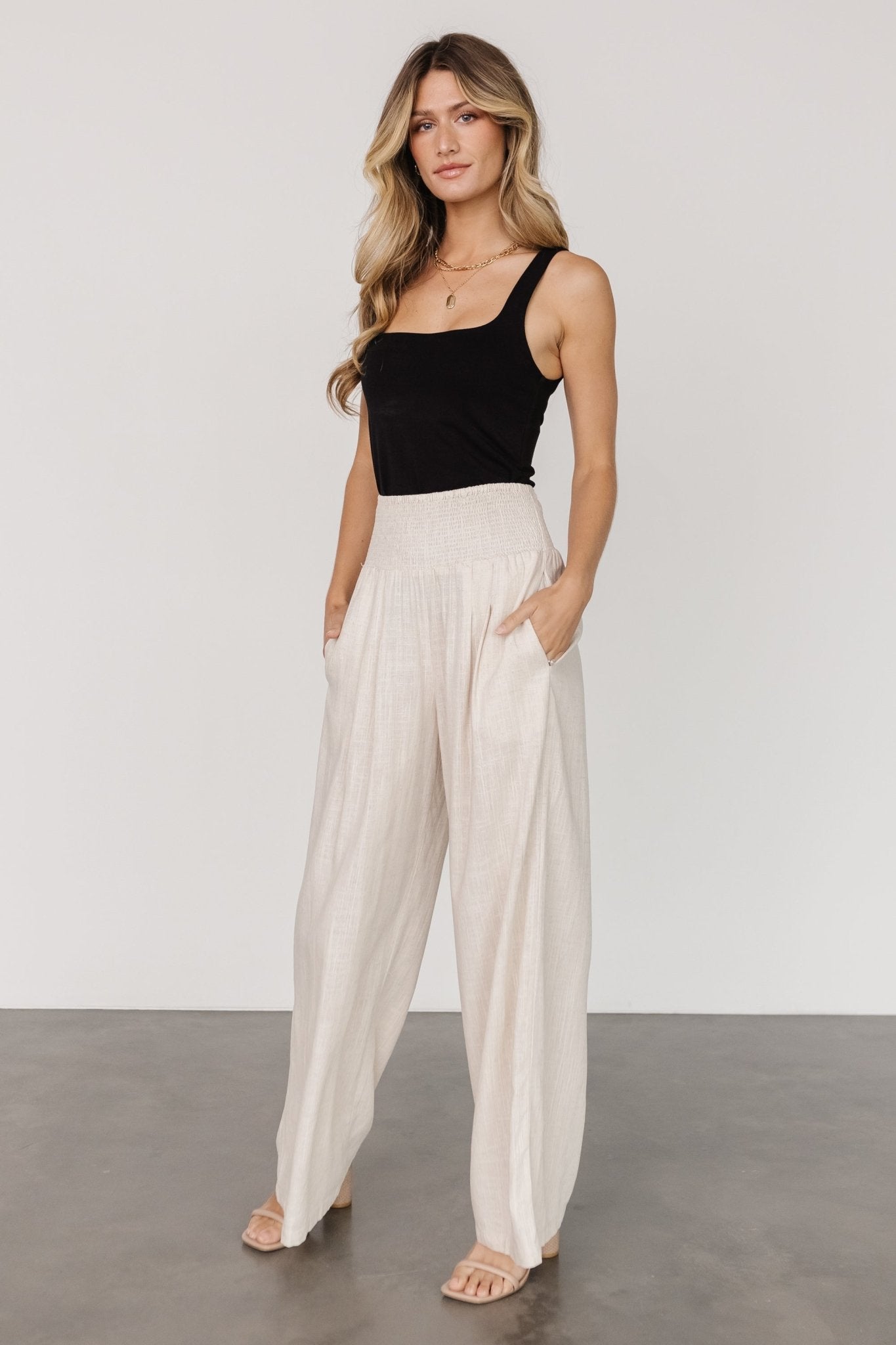 Parvati Smocked Waist Pants | Natural