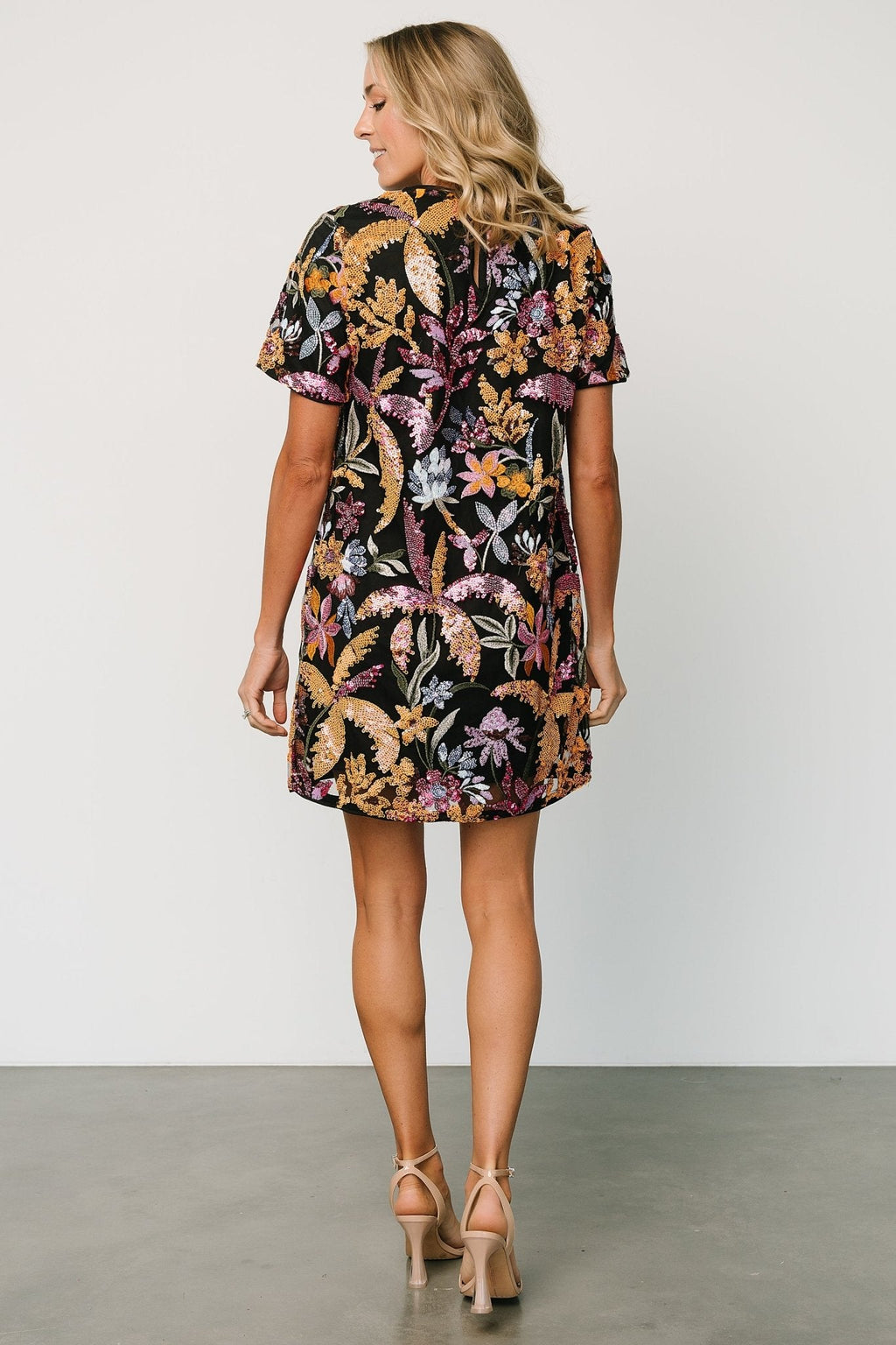 Patricia Sequin Short Dress | Black