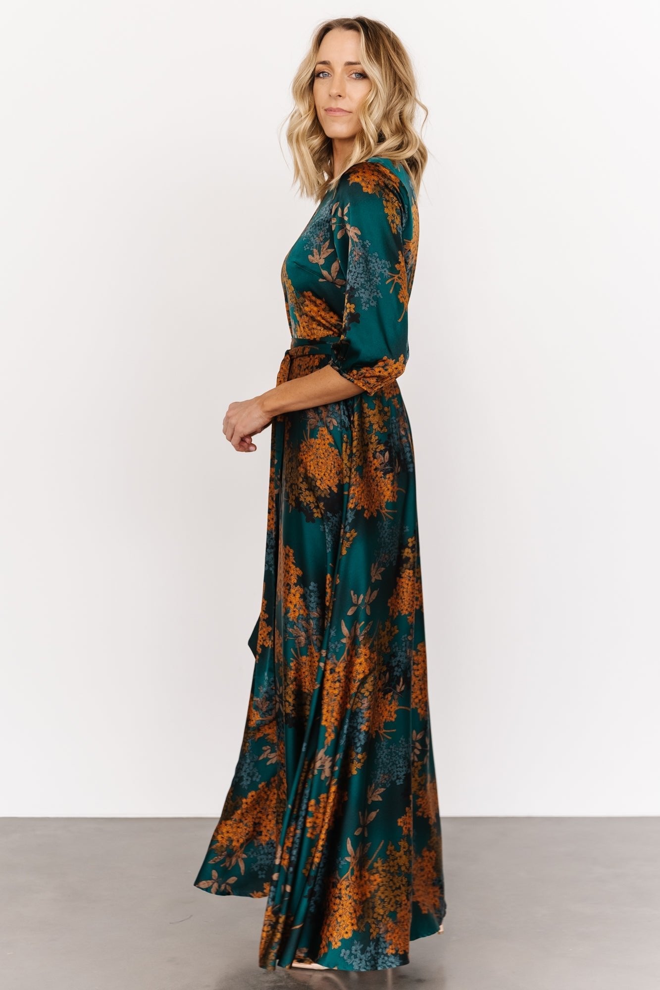 Paula Satin Maxi Dress | Jade Multi