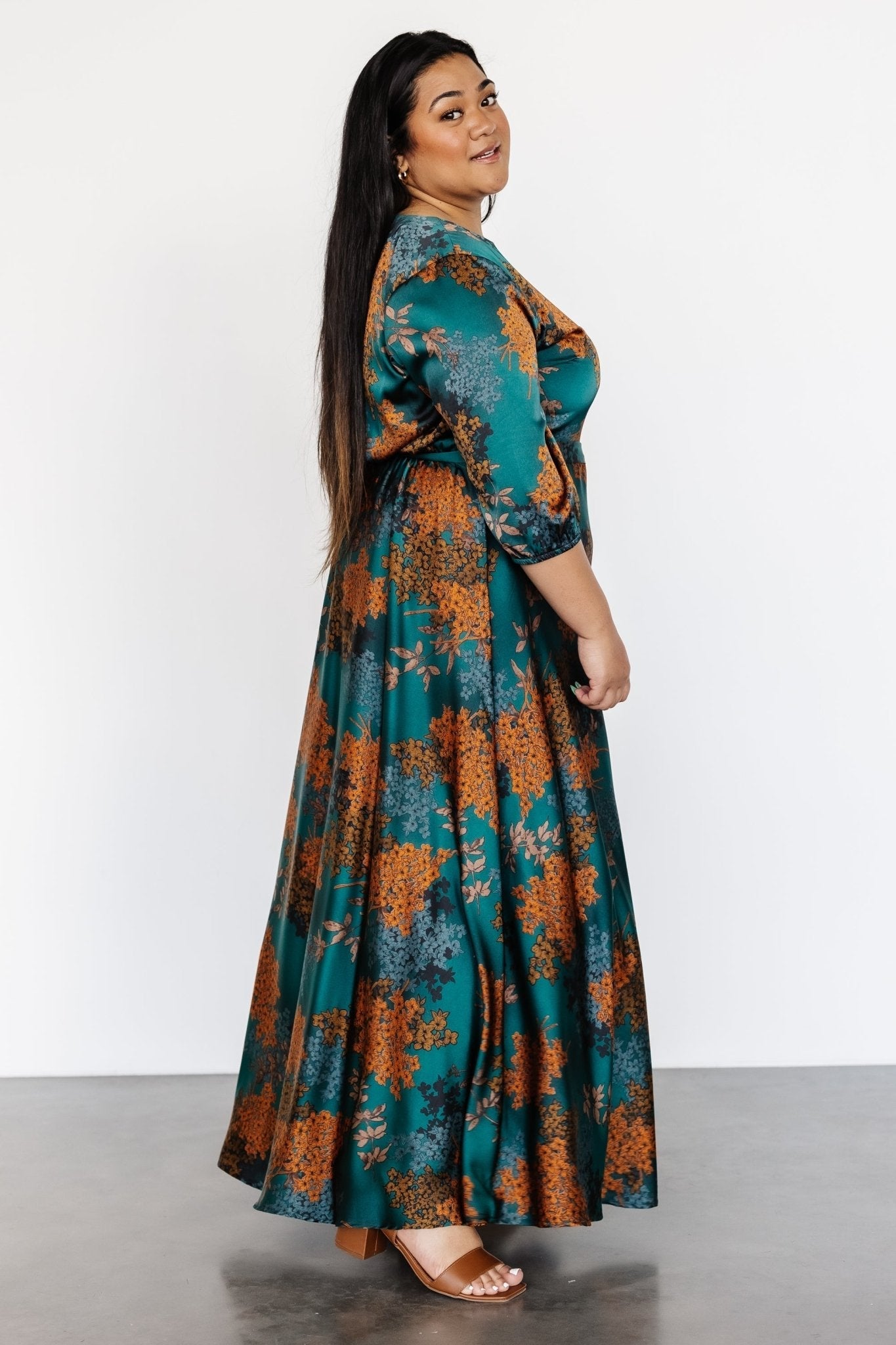 Paula Satin Maxi Dress | Jade Multi