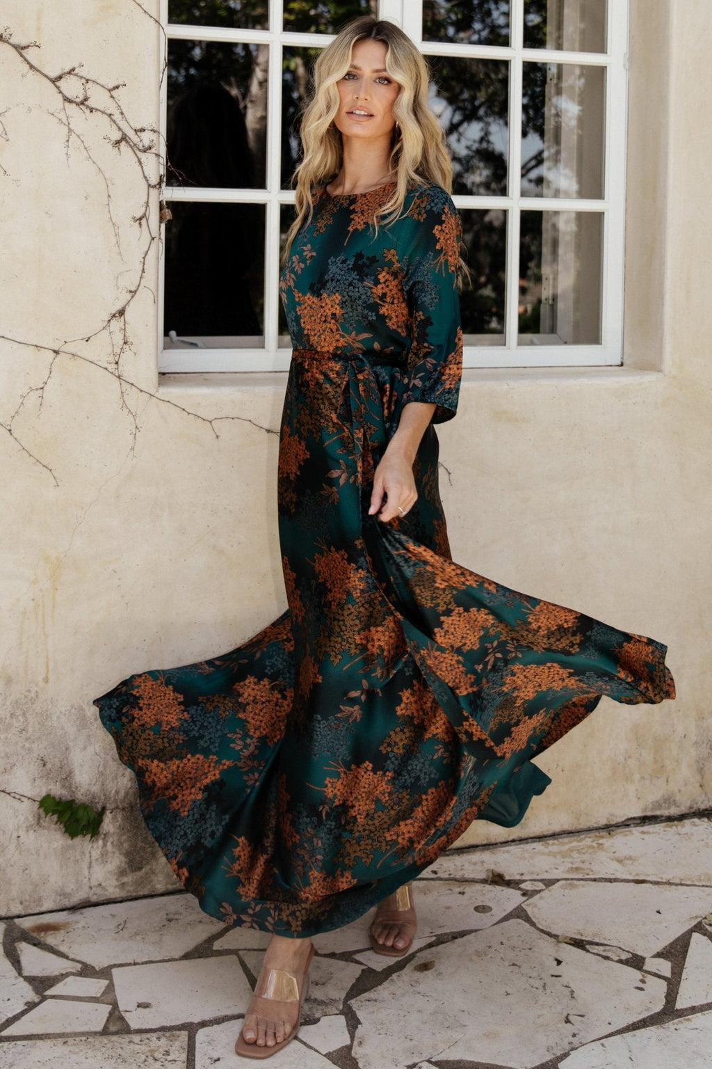 Paula Satin Maxi Dress | Jade Multi