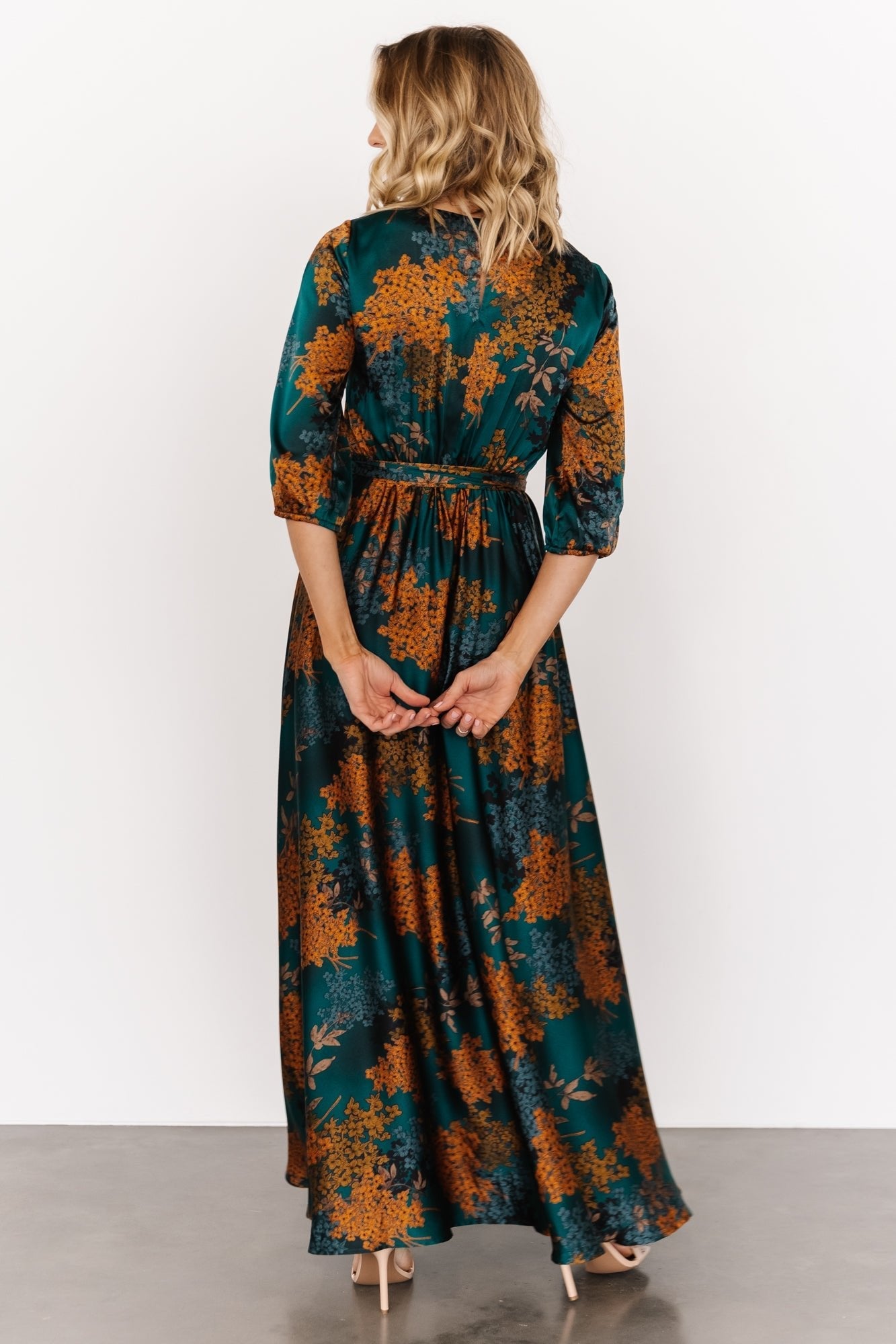 Paula Satin Maxi Dress | Jade Multi