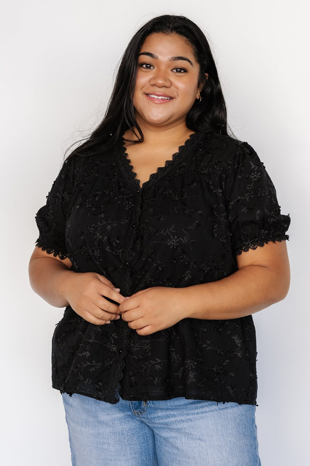 Pauline Embossed Top | Black