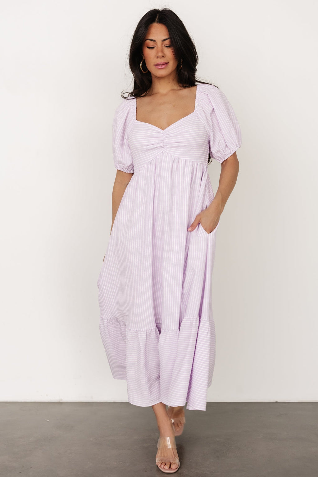 Poppy Midi Dress | Lavender + Off White