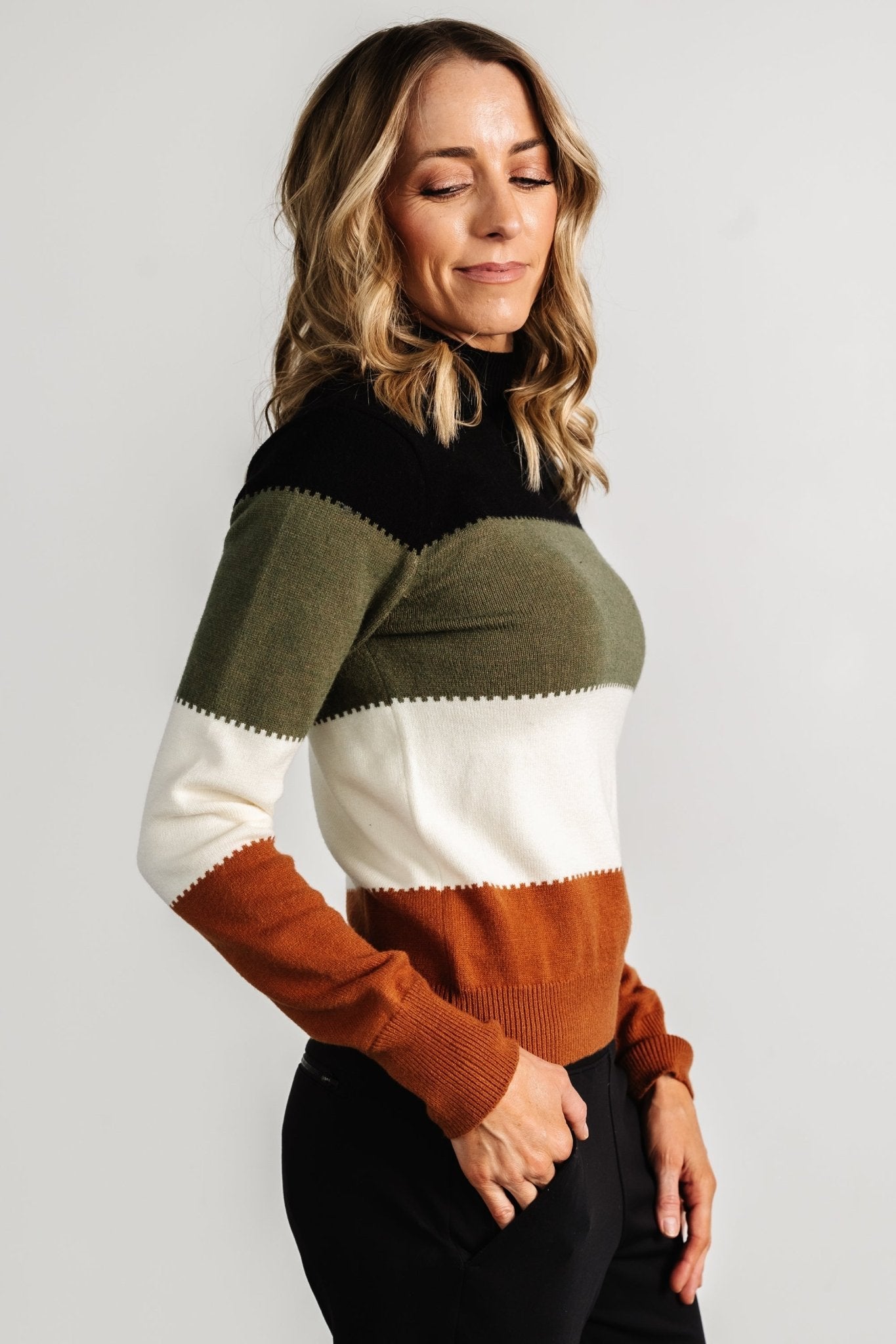 Porter Color Block Sweater | Black Multi