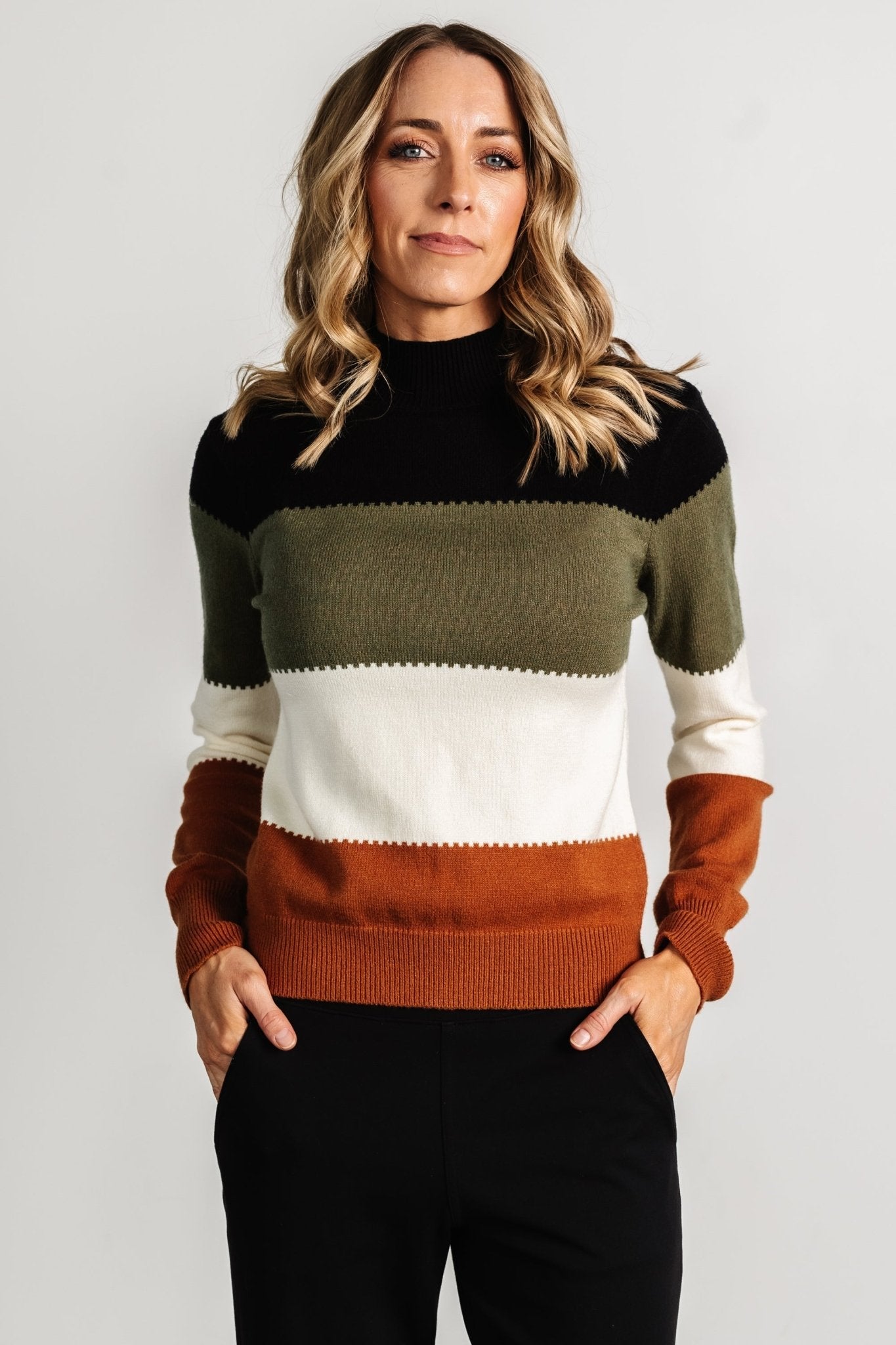 Porter Color Block Sweater | Black Multi