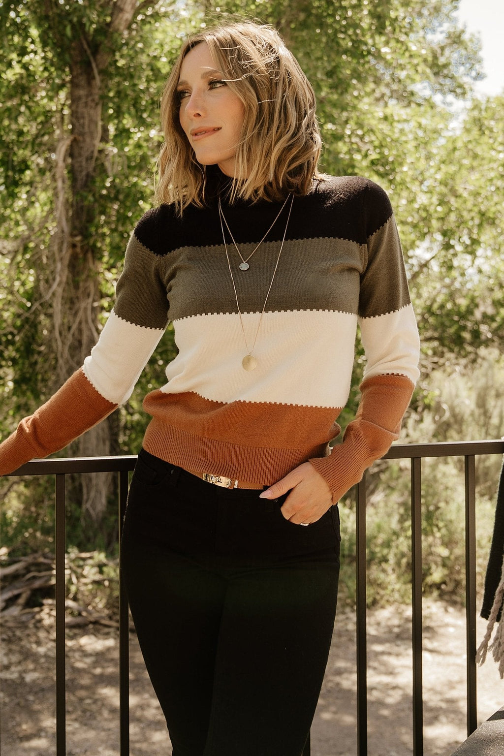 Porter Color Block Sweater | Black Multi