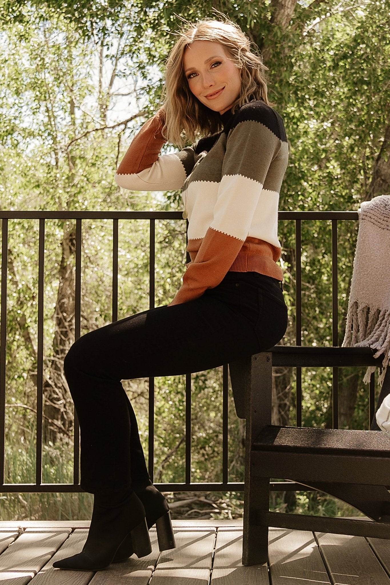 Porter Color Block Sweater | Black Multi