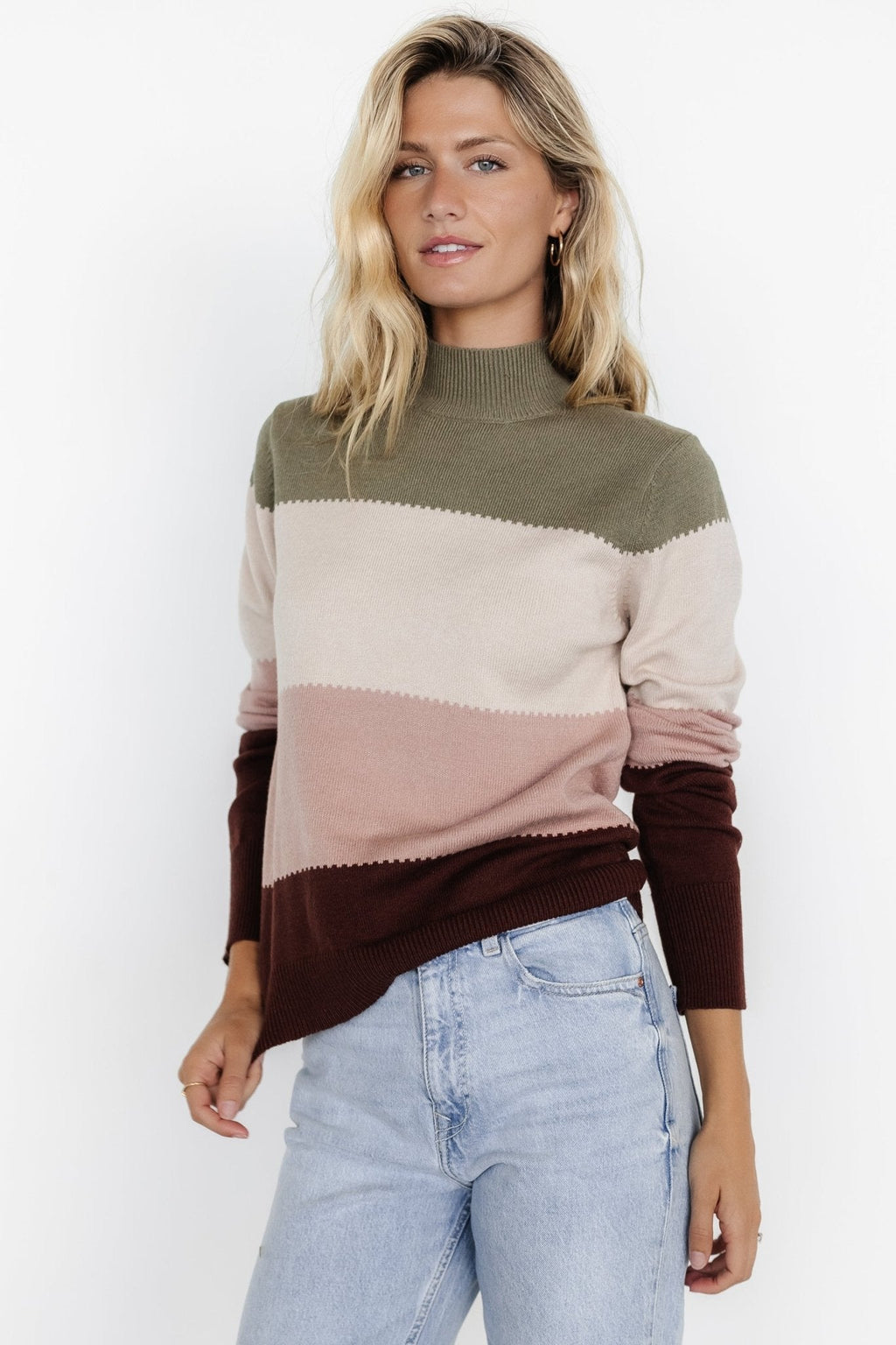 Porter Color Block Sweater | Olive Multi