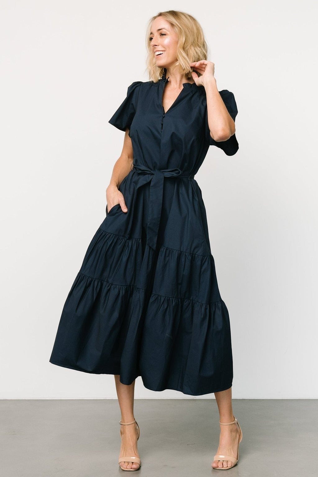 Providence Poplin Dress | Navy
