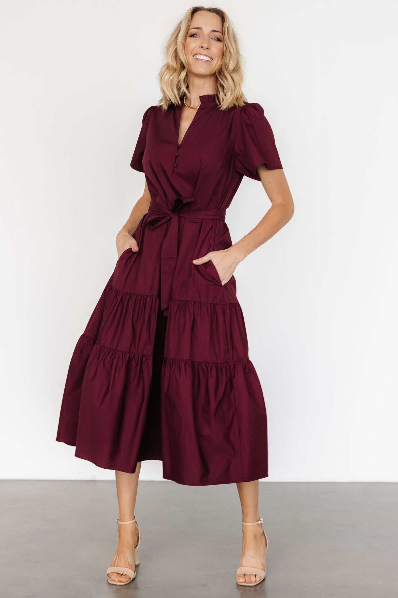 Providence Poplin Dress | Wine