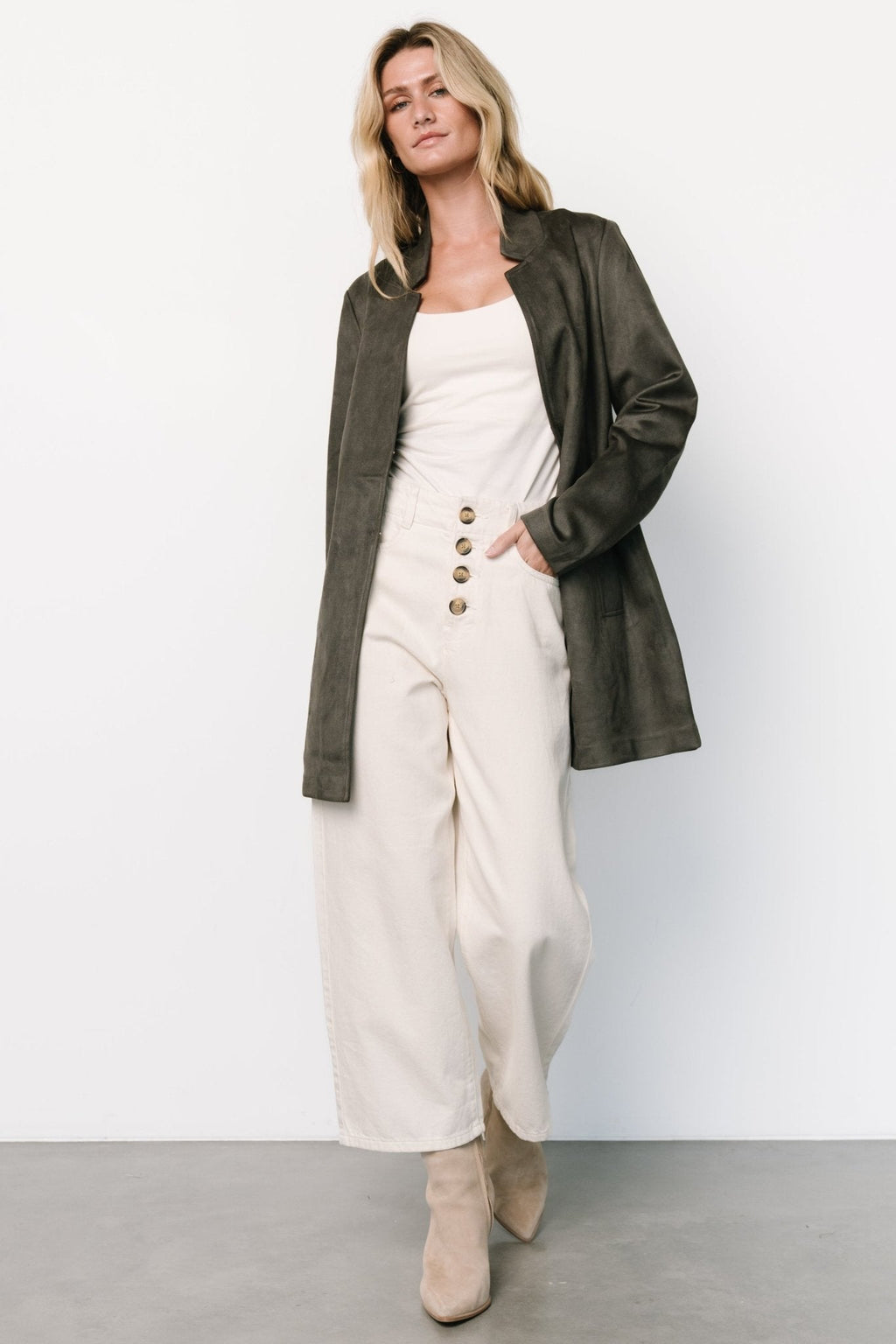 Queenie Faux Suede Jacket | Charcoal