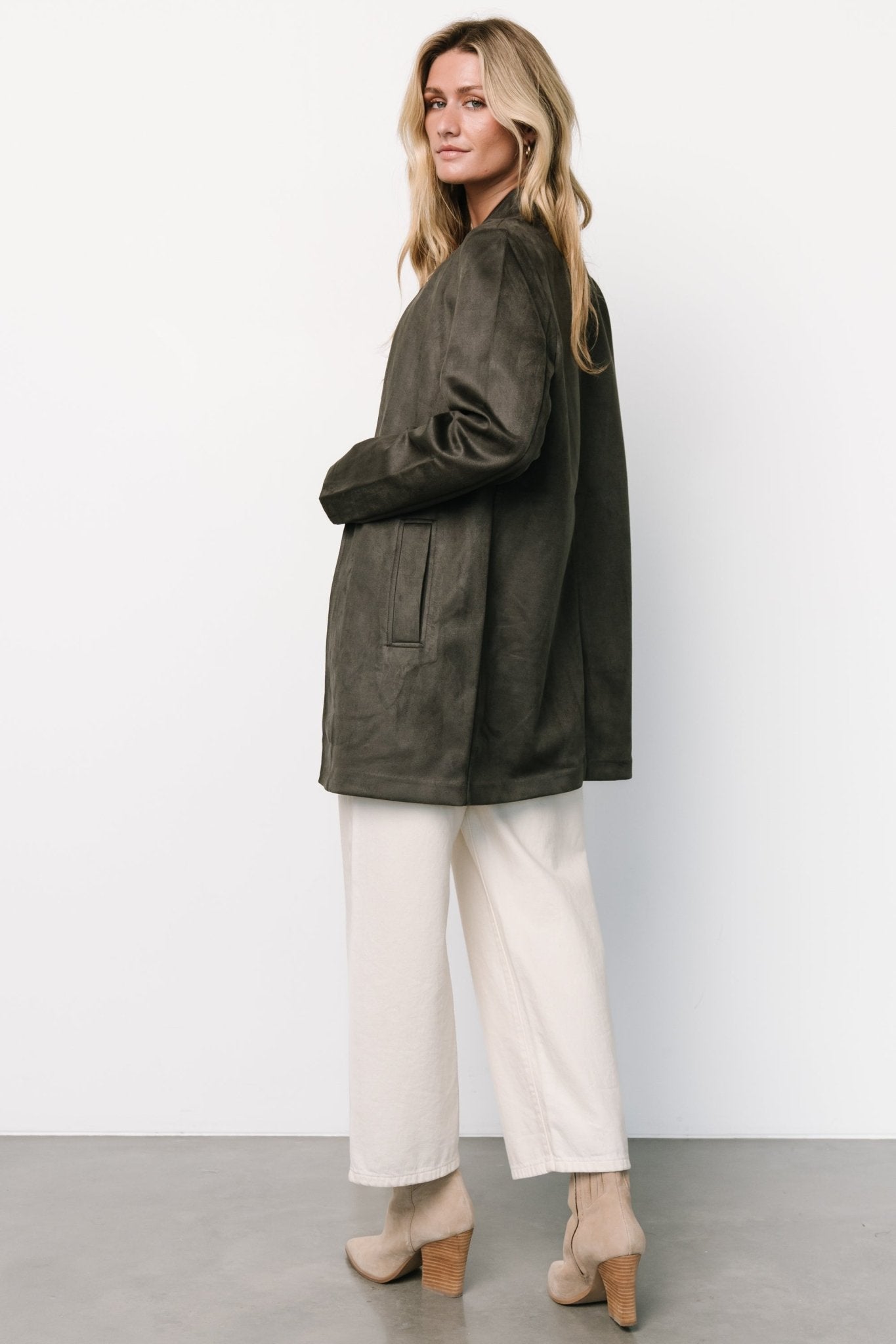 Queenie Faux Suede Jacket | Charcoal