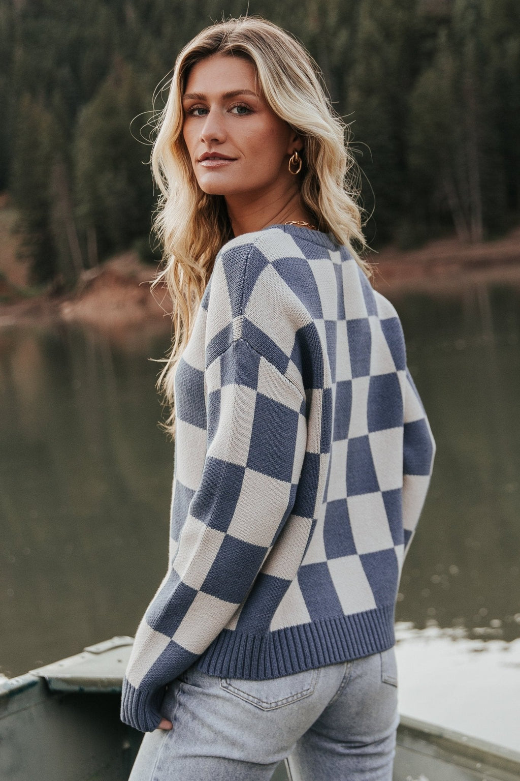 Quincy Checkered Sweater | Blue