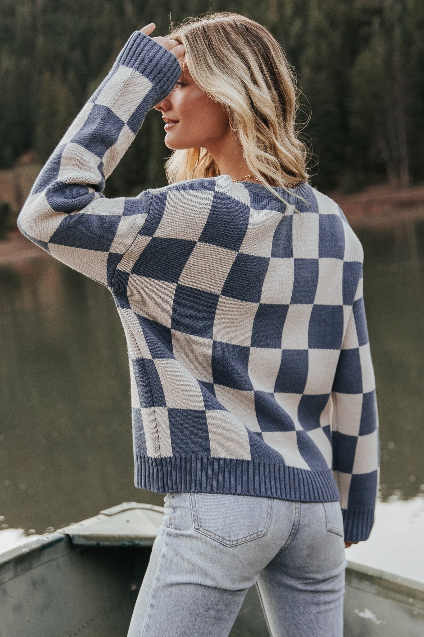 Quincy Checkered Sweater | Blue