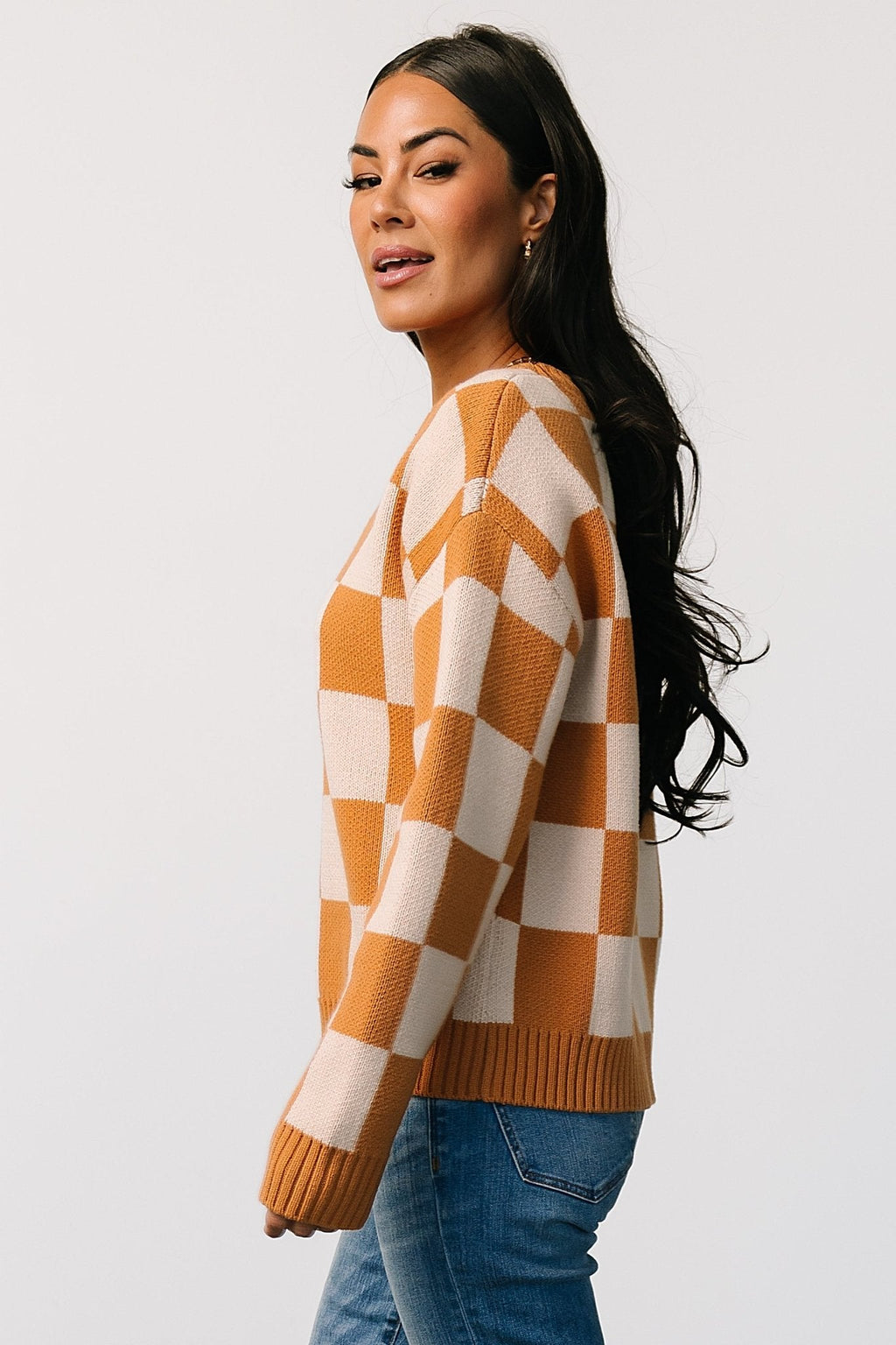 Quincy Checkered Sweater | Pumpkin Spice