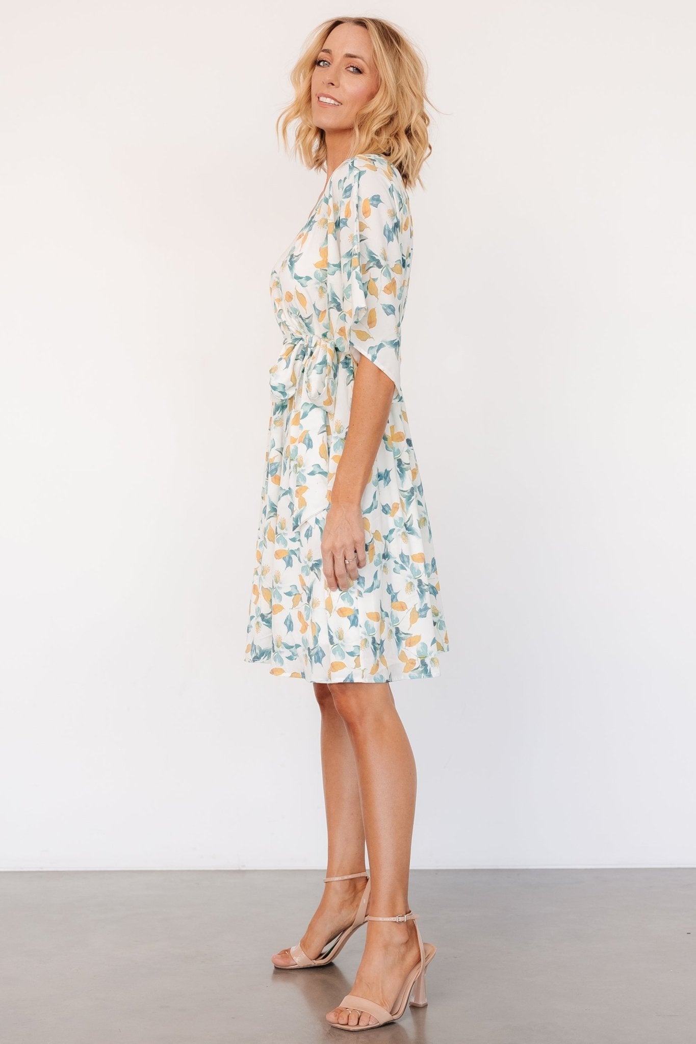 Raina Kimono Short Dress | Off White Multi Floral