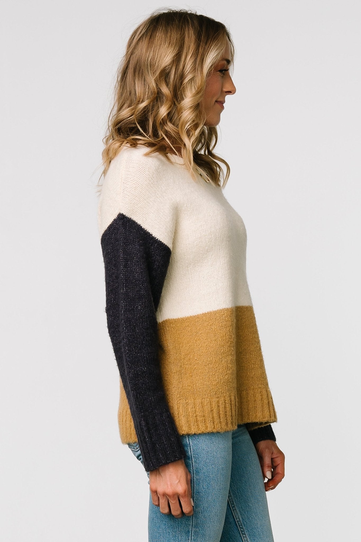 Randi Color Block Sweater | Cream + Navy