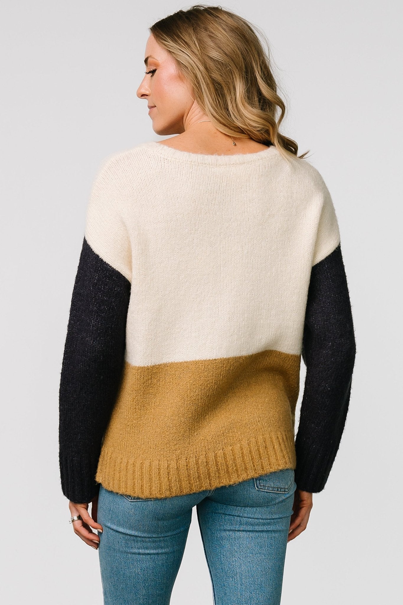 Randi Color Block Sweater | Cream + Navy