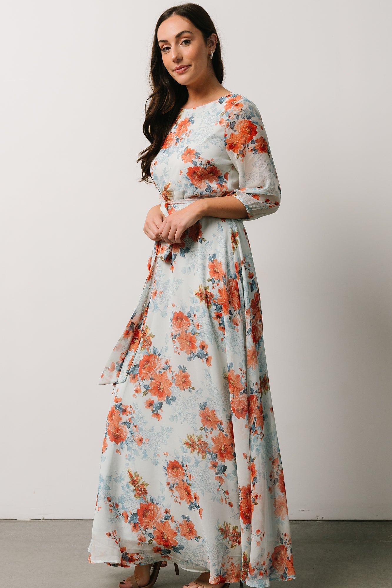 Rebecca Maxi Dress | Blue + Coral Blossom