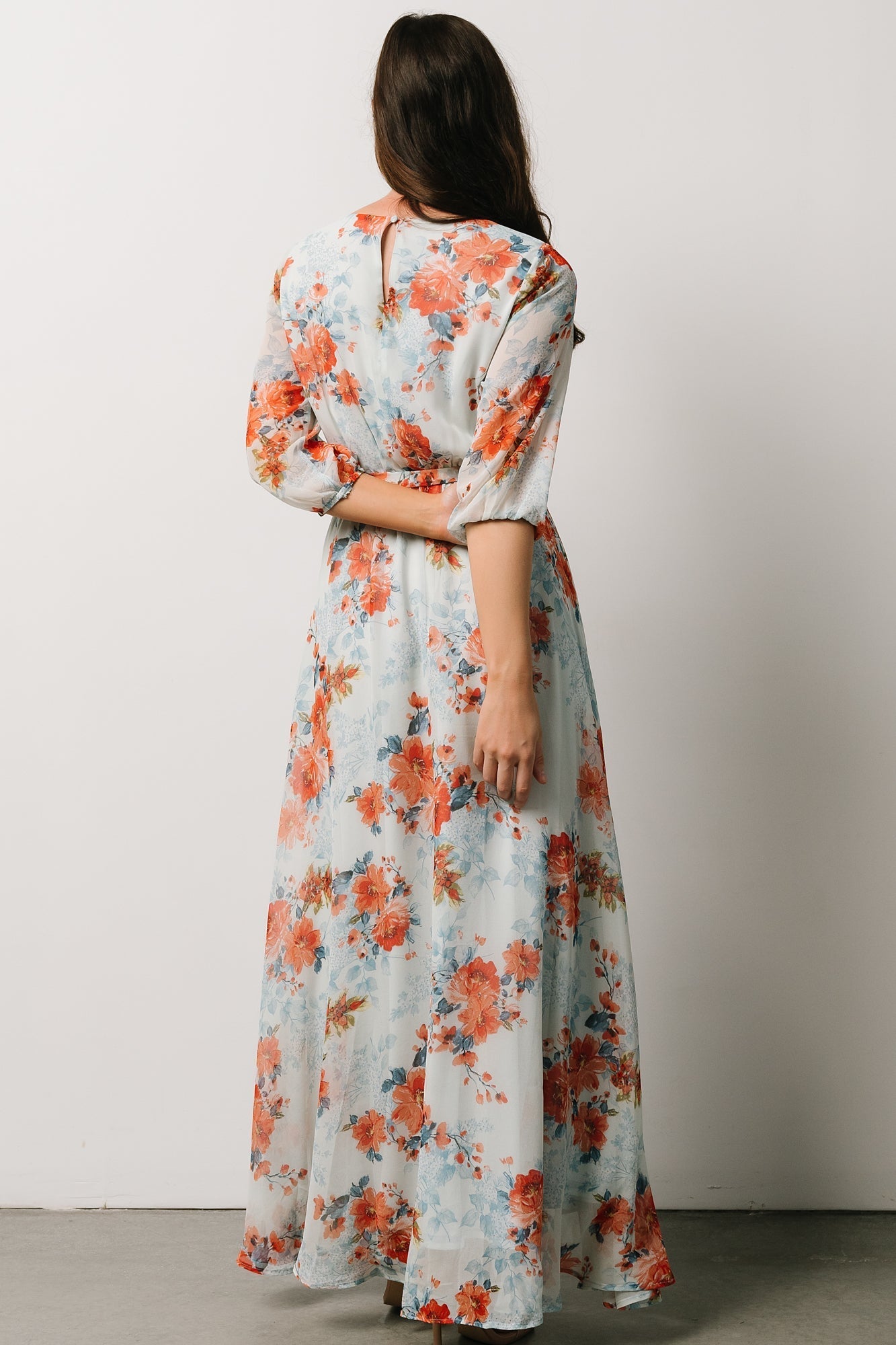 Rebecca Maxi Dress | Blue + Coral Blossom
