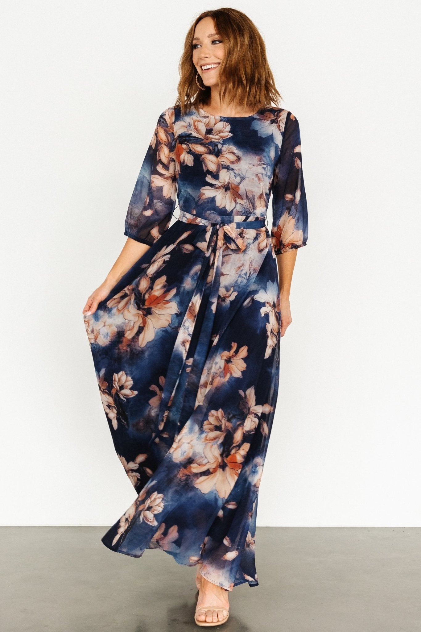 Rebecca Maxi Dress | Dark Blue Floral