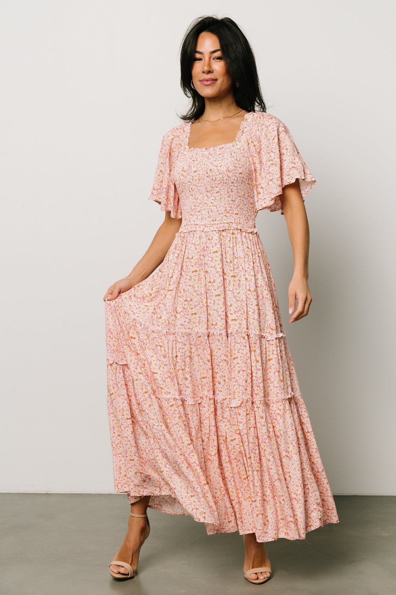 Regina Smocked Maxi Dress | Coral Floral