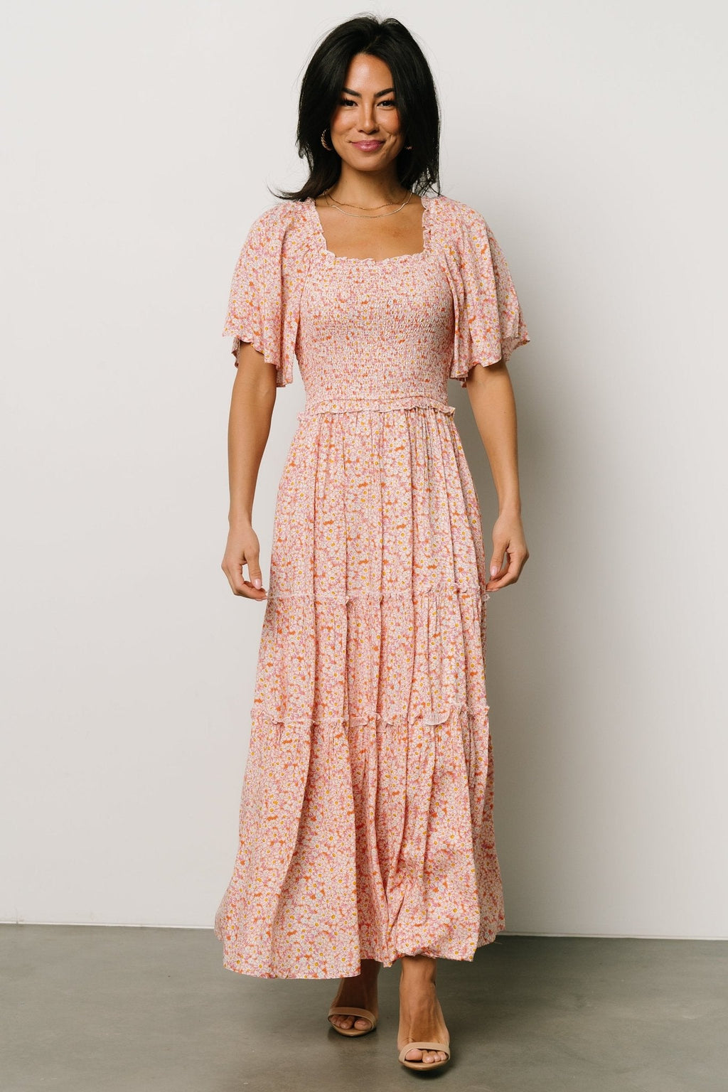 Regina Smocked Maxi Dress | Coral Floral
