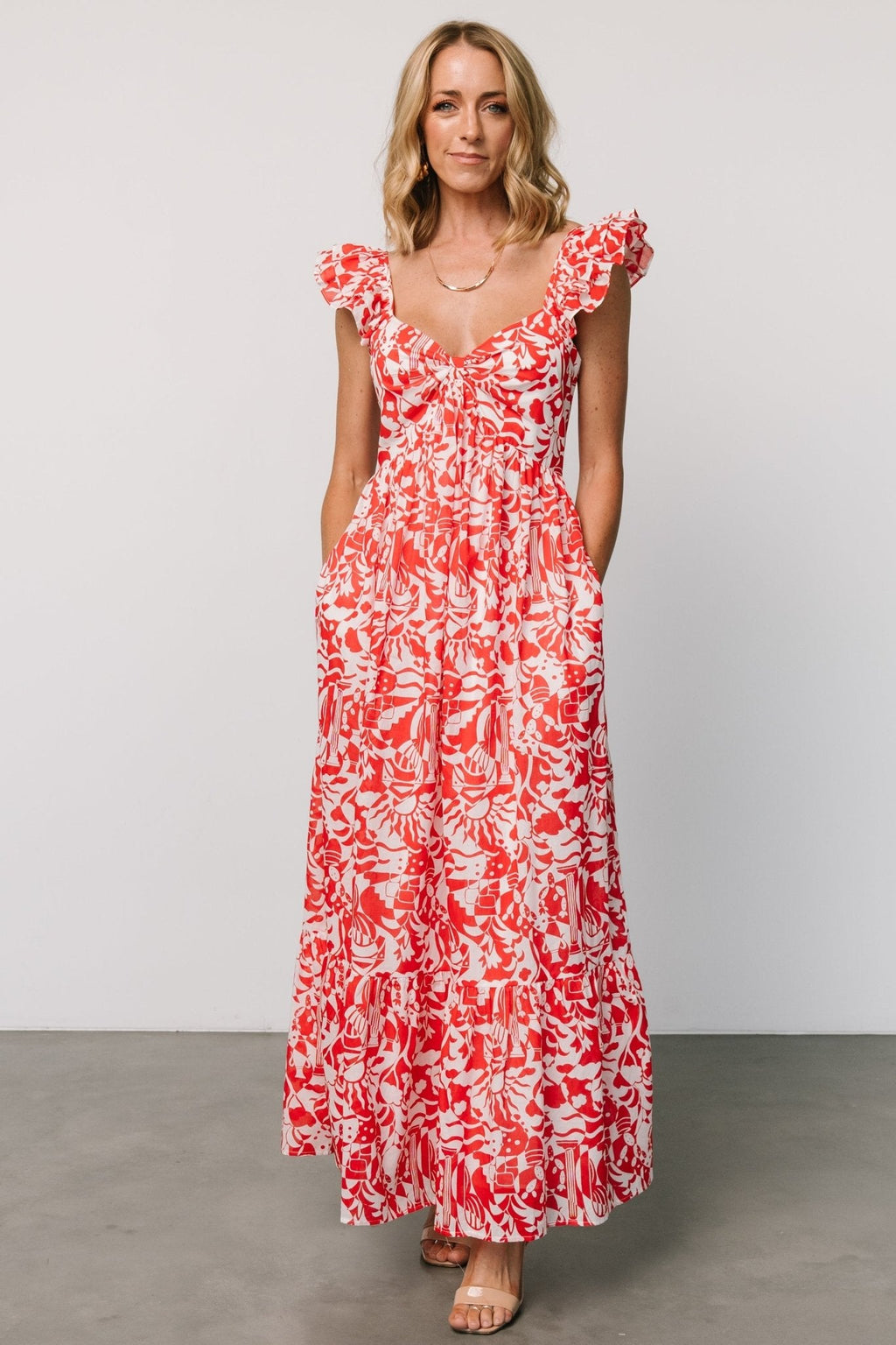 Renee Maxi Dress | White + Red