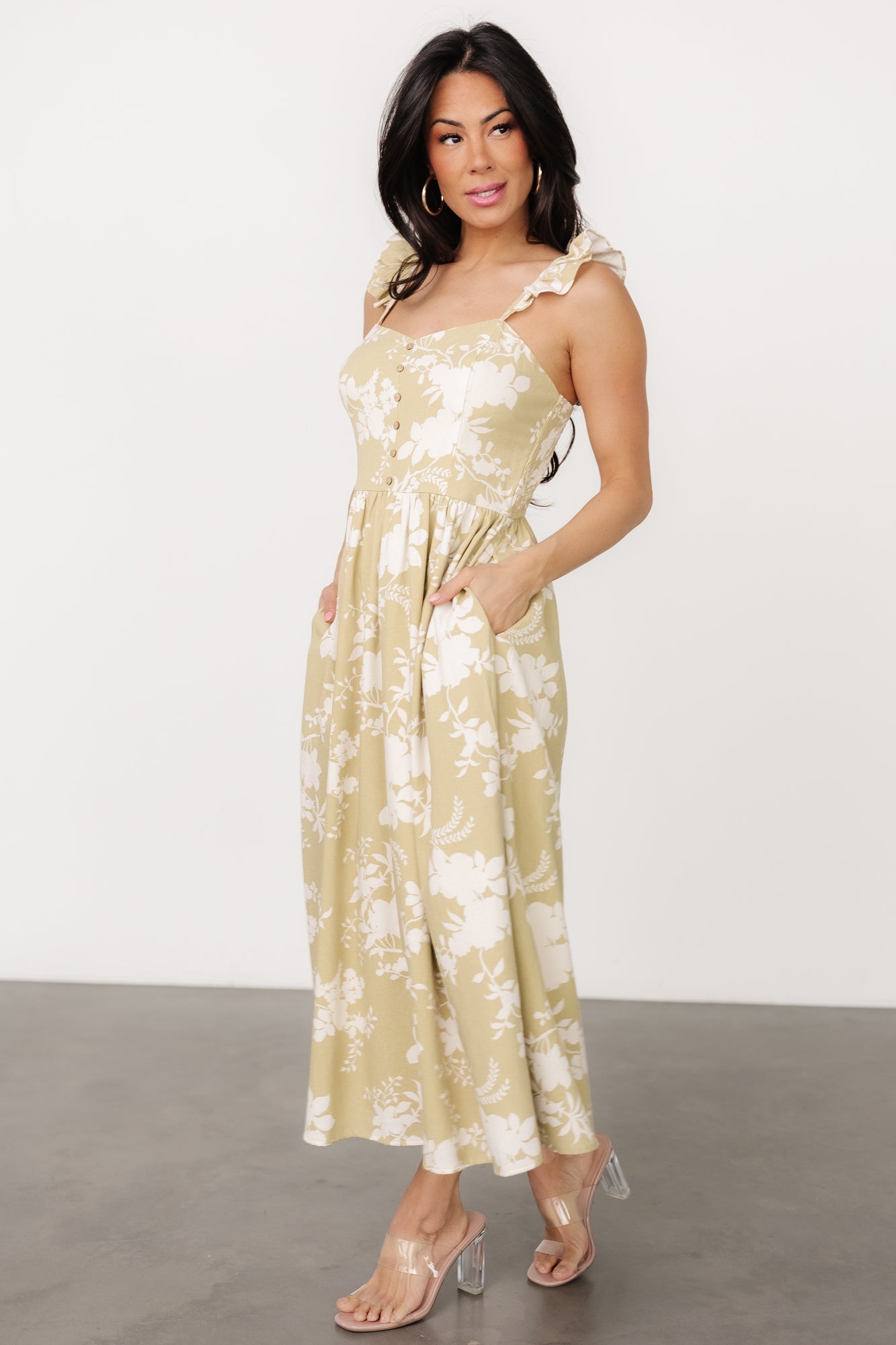 Renna Button Top Dress | Vintage Sage