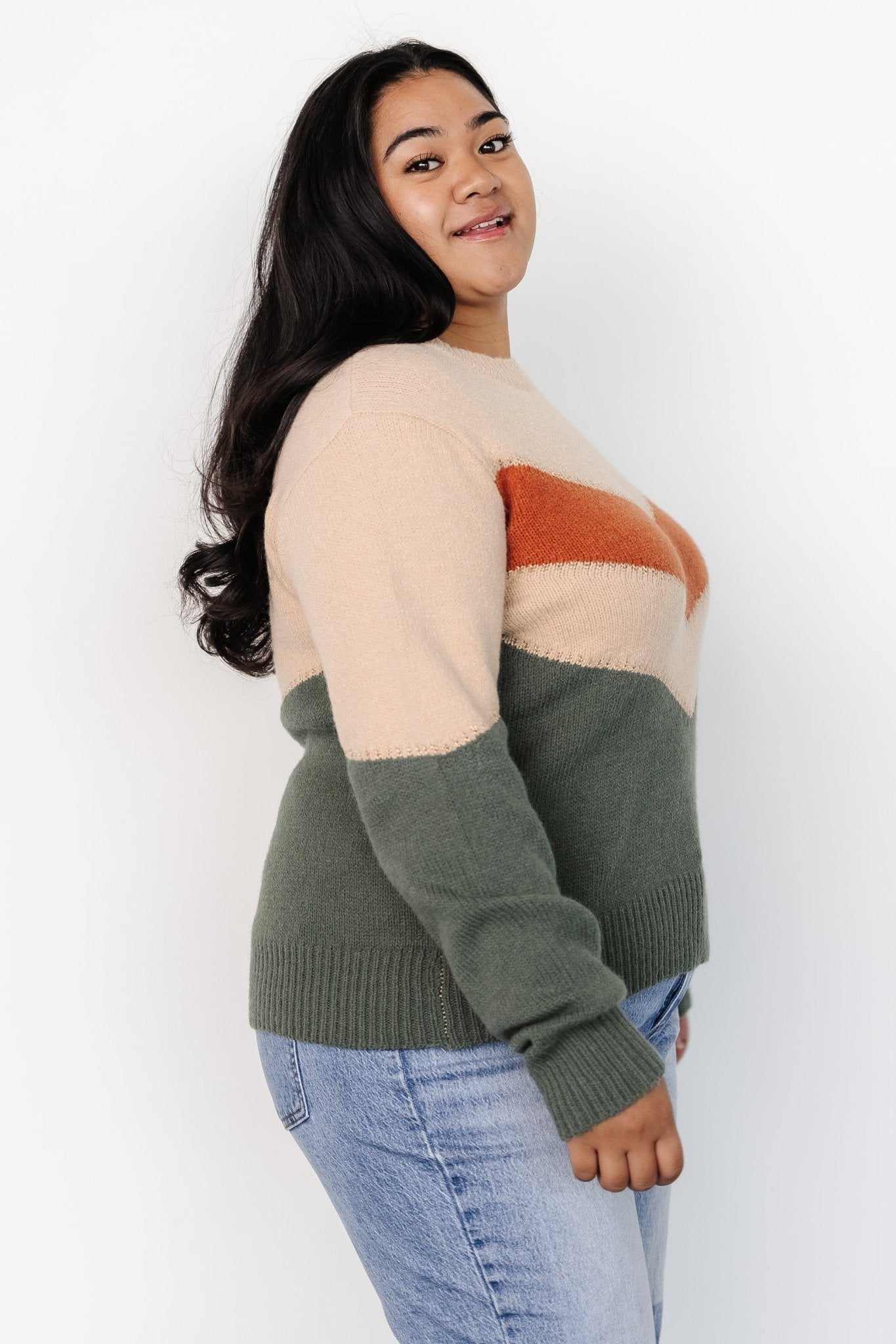 Rowen Color Block Sweater | Natural + Green