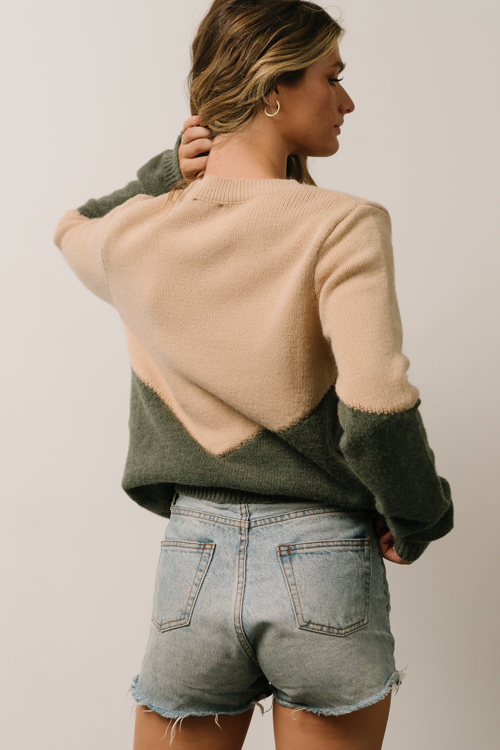 Rowen Color Block Sweater | Natural + Green