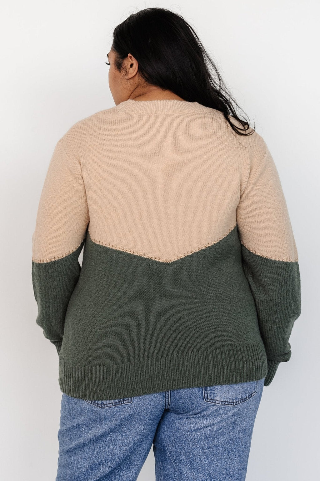 Rowen Color Block Sweater | Natural + Green