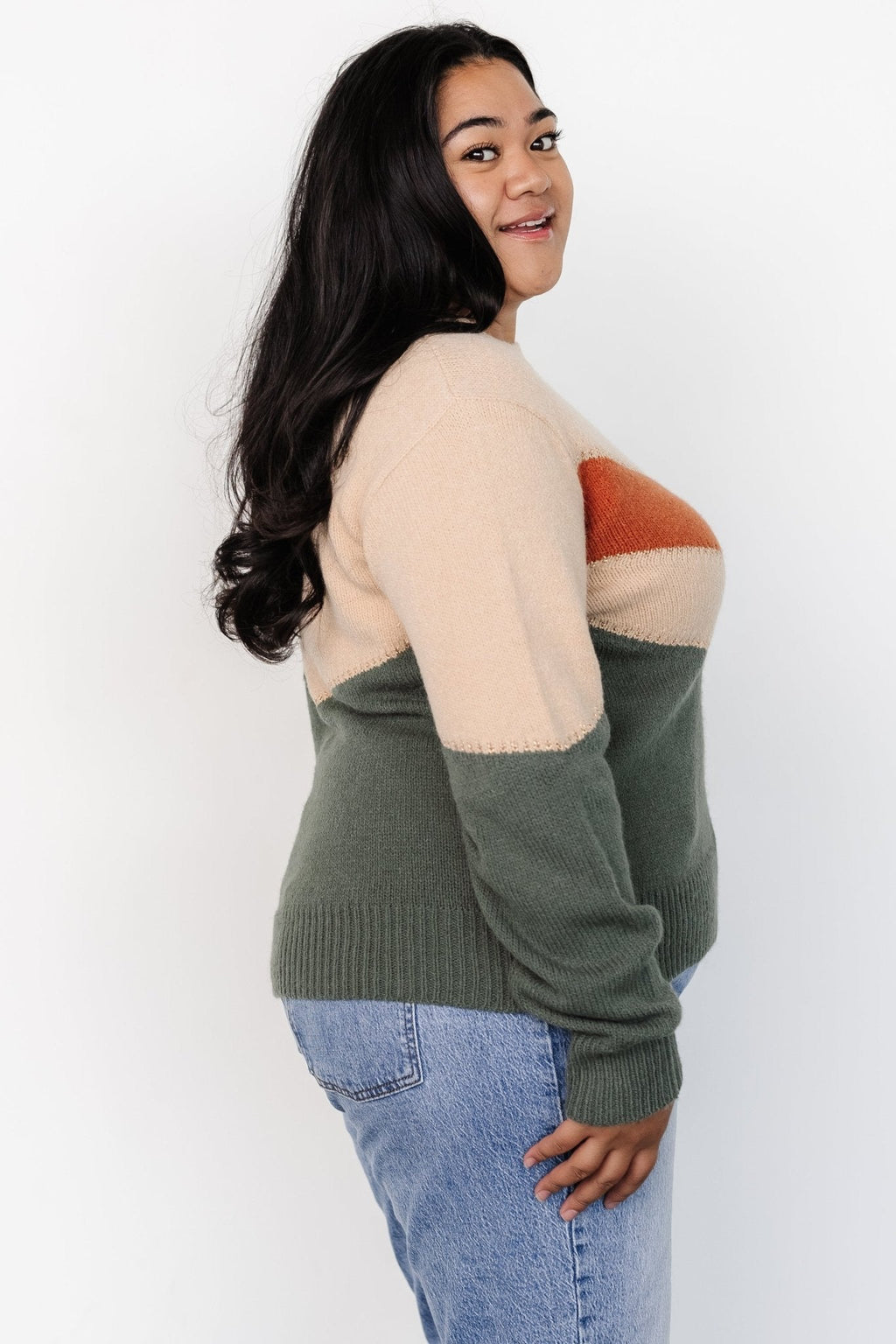Rowen Color Block Sweater | Natural + Green