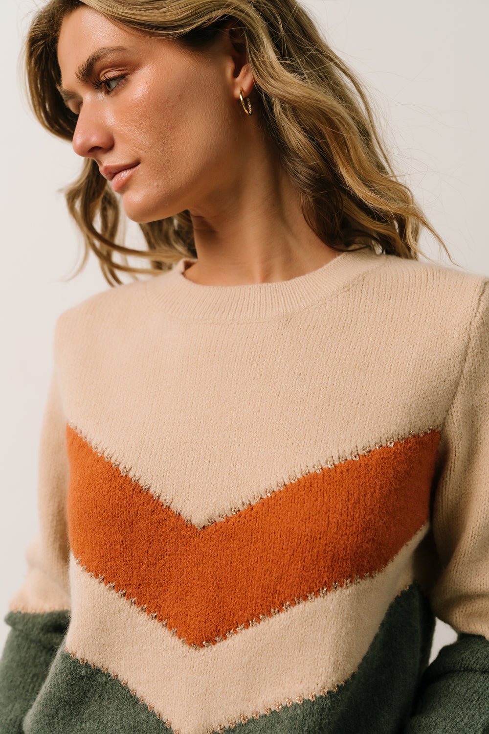 Rowen Color Block Sweater | Natural + Green